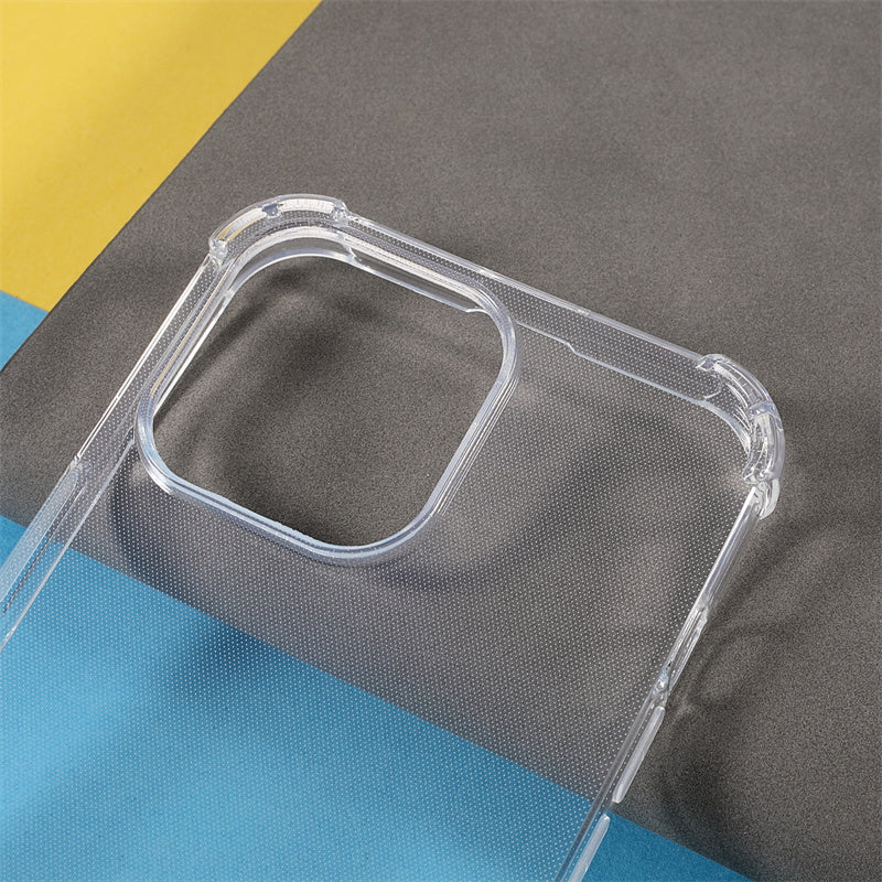 For iPhone 15 Pro Max TPU Case Transparent Four Corners Fall Protection Phone Cover