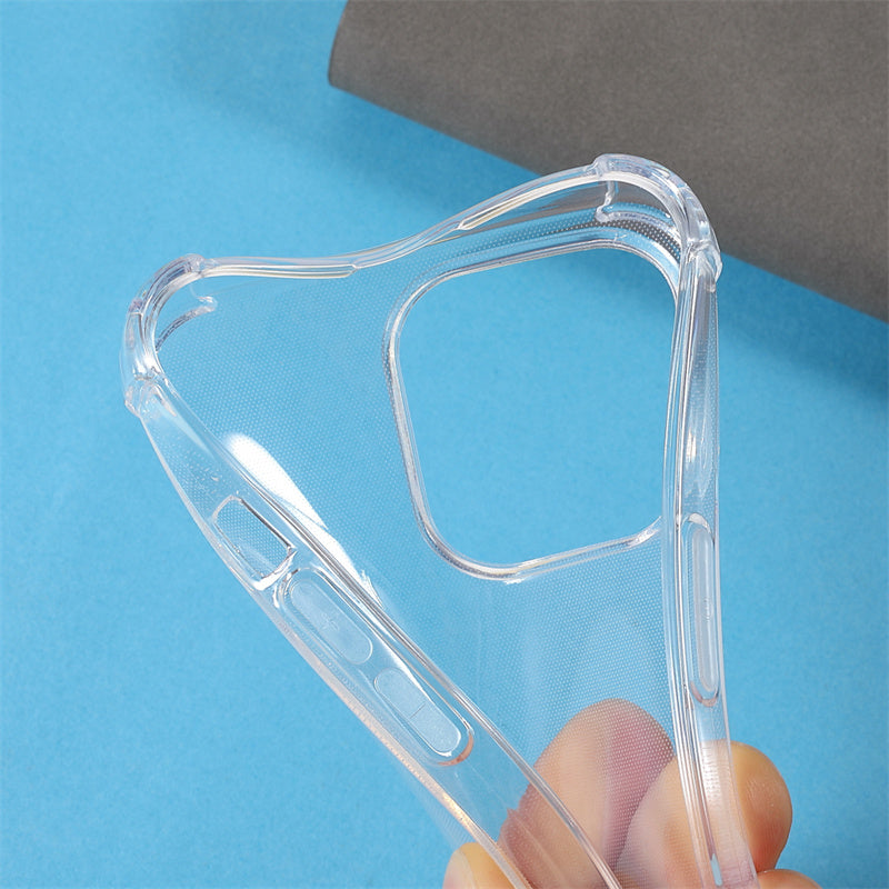 For iPhone 15 Pro Max TPU Case Transparent Four Corners Fall Protection Phone Cover