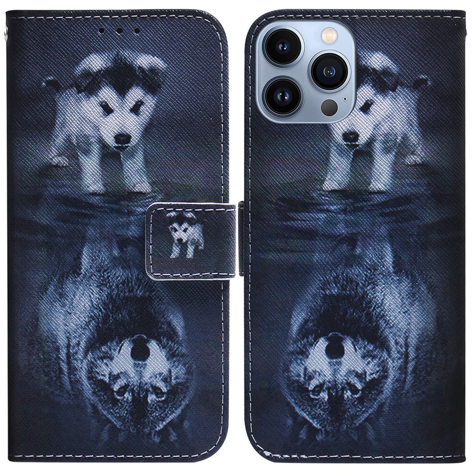 For iPhone 15 Pro Wallet Flip Phone Case PU Leather Pattern Printing Stand Magnetic Closure Cover