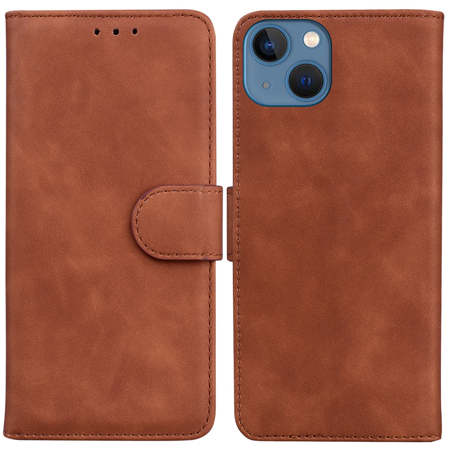 Solid Color PU Leather Wallet Phone Case for iPhone 15 Anti-drop Stand Cover