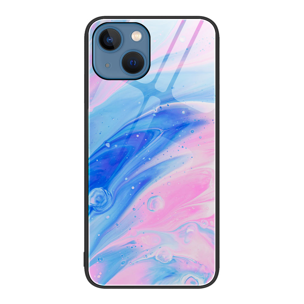 For iPhone 15 Marble Pattern Phone Case Tempered Glass PC TPU Anti-scratch Cover