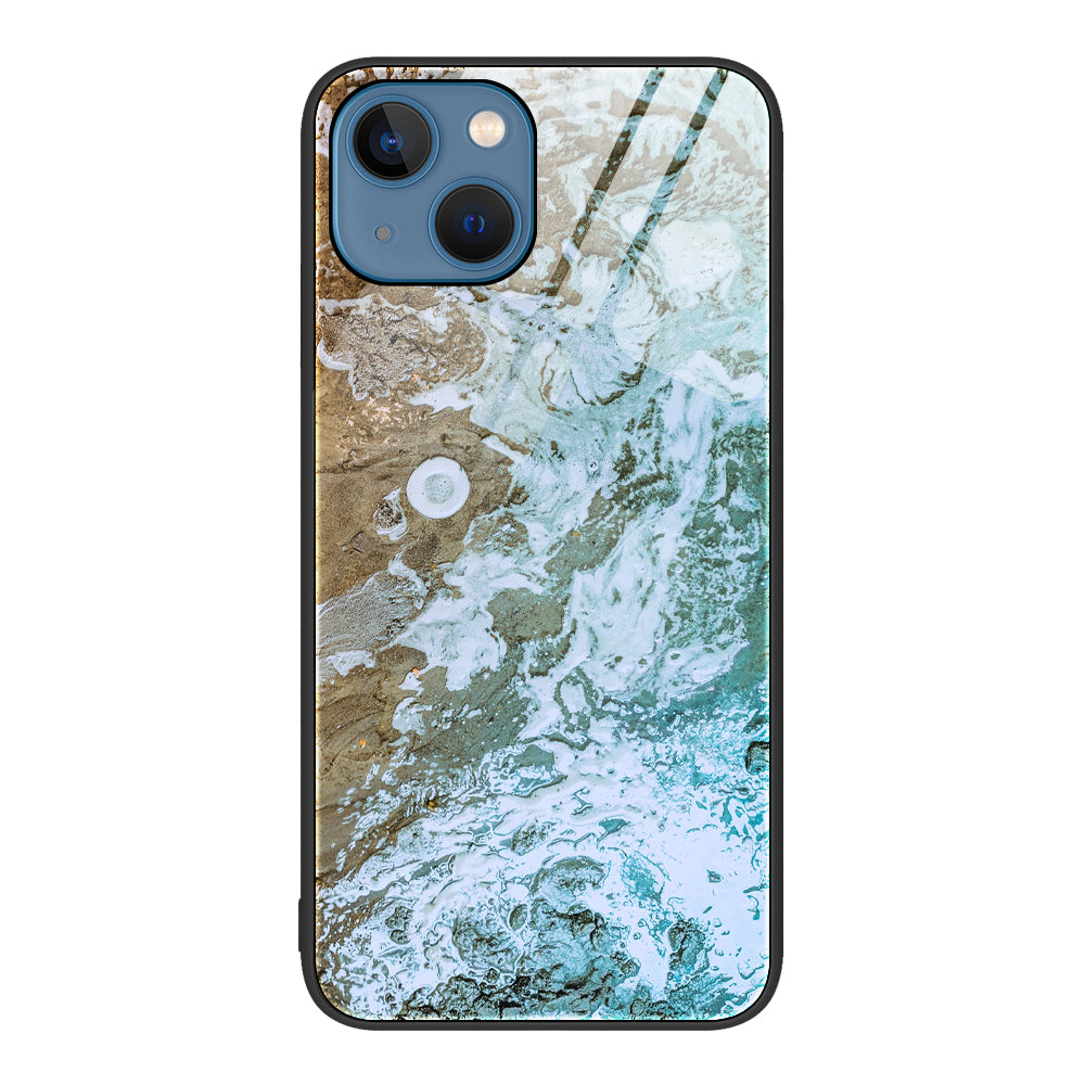 Marble Pattern Cover for iPhone 15 Plus Tempered Glass PC TPU Shockproof Case