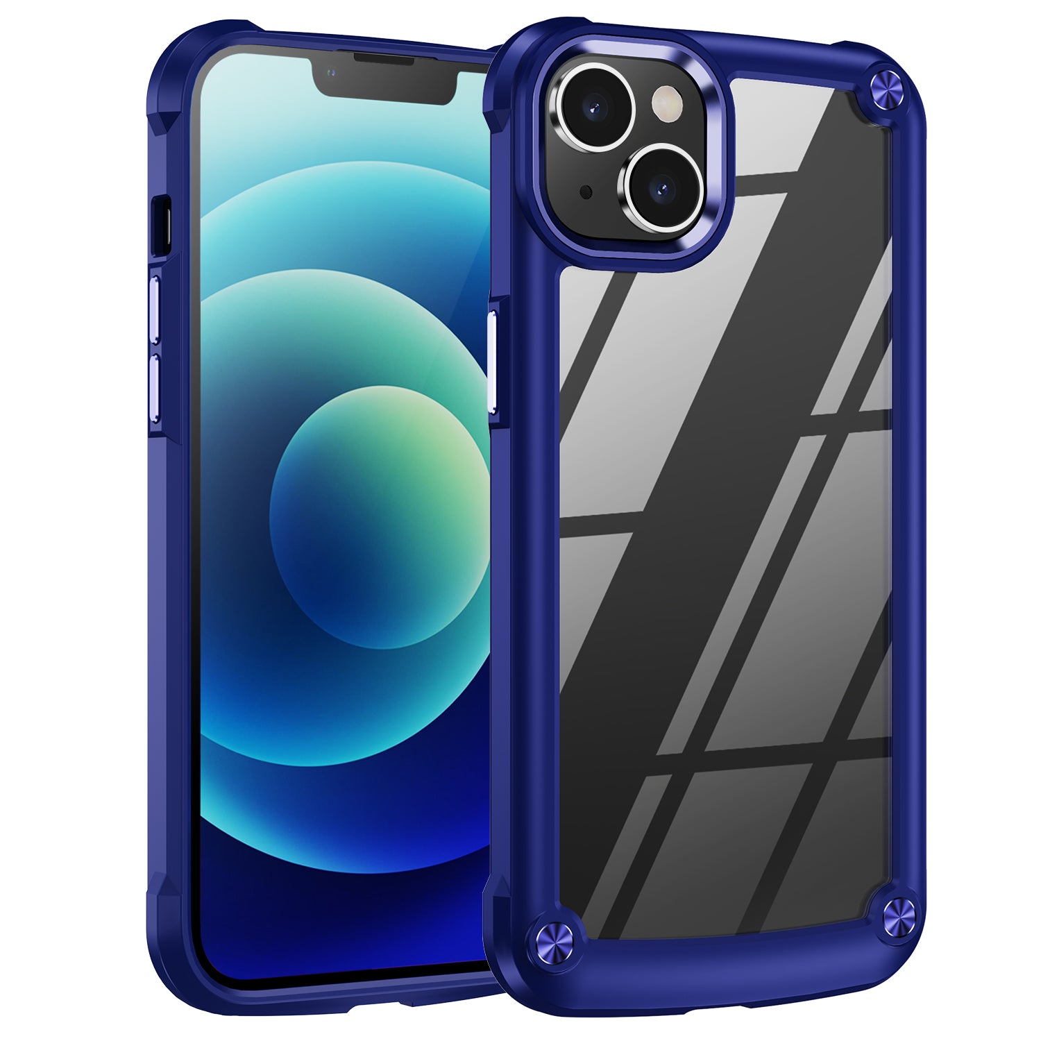 Shockproof Phone Case for iPhone 15 Plus Anti-Scratch PC TPU Phone Cover with Alloy Lens Frame