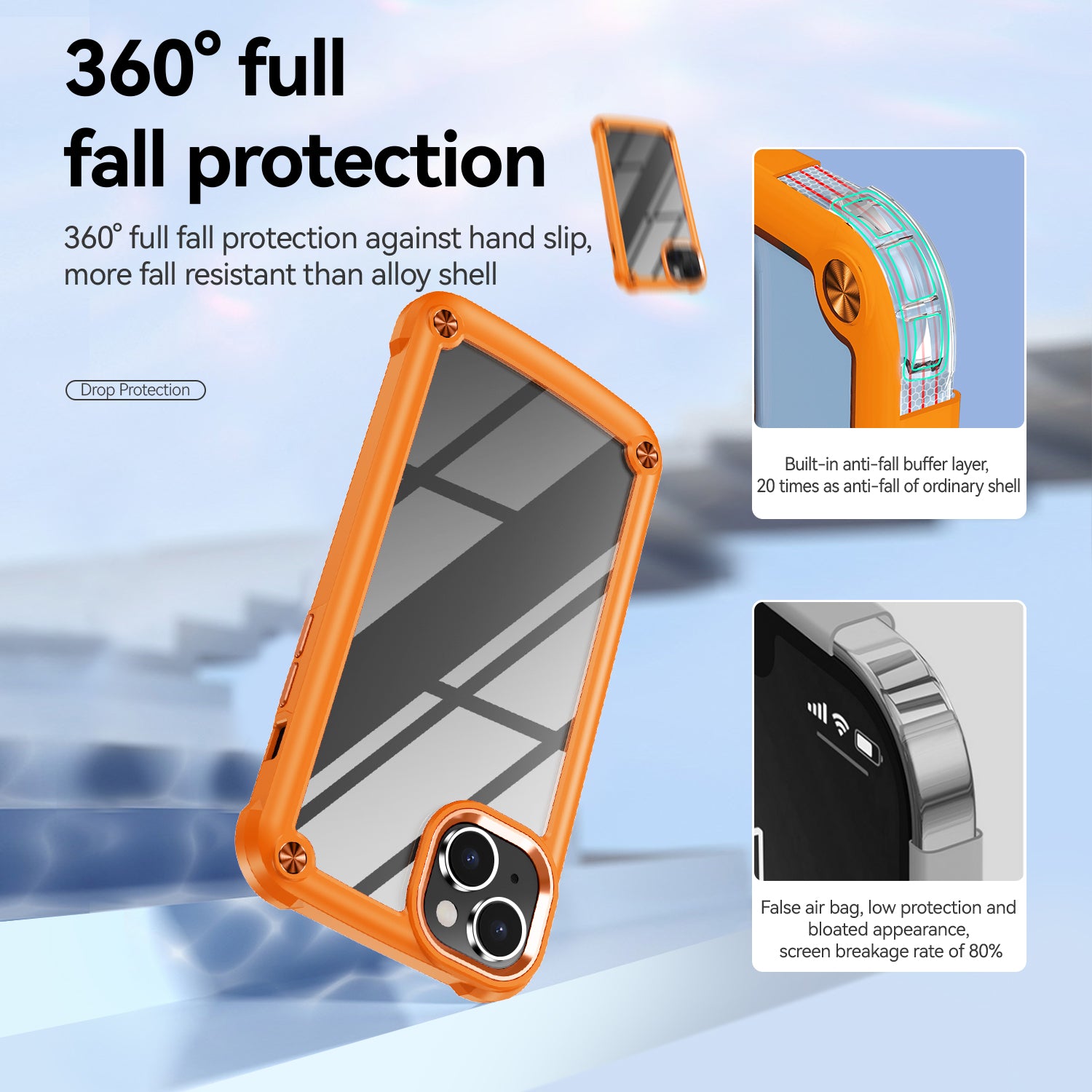 Shockproof Phone Case for iPhone 15 Plus Anti-Scratch PC TPU Phone Cover with Alloy Lens Frame