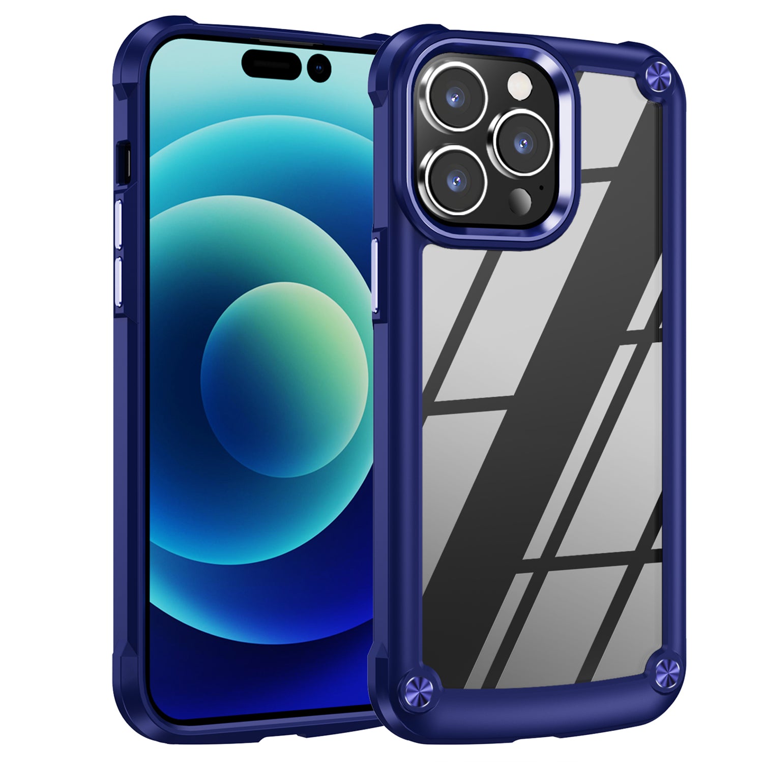 For iPhone 15 Pro Slim Case Shockproof PC TPU Phone Case Alloy Lens Frame Hybrid Phone Cover