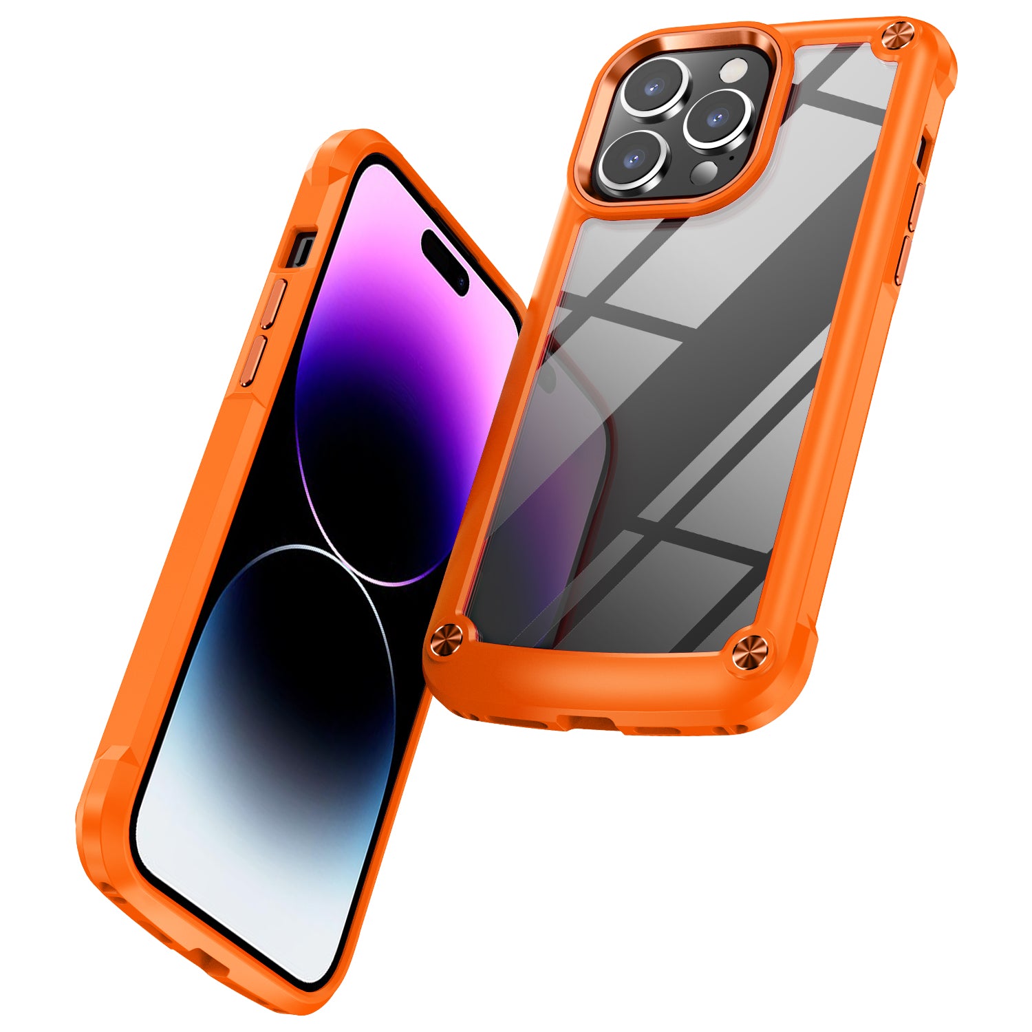 For iPhone 15 Pro Slim Case Shockproof PC TPU Phone Case Alloy Lens Frame Hybrid Phone Cover
