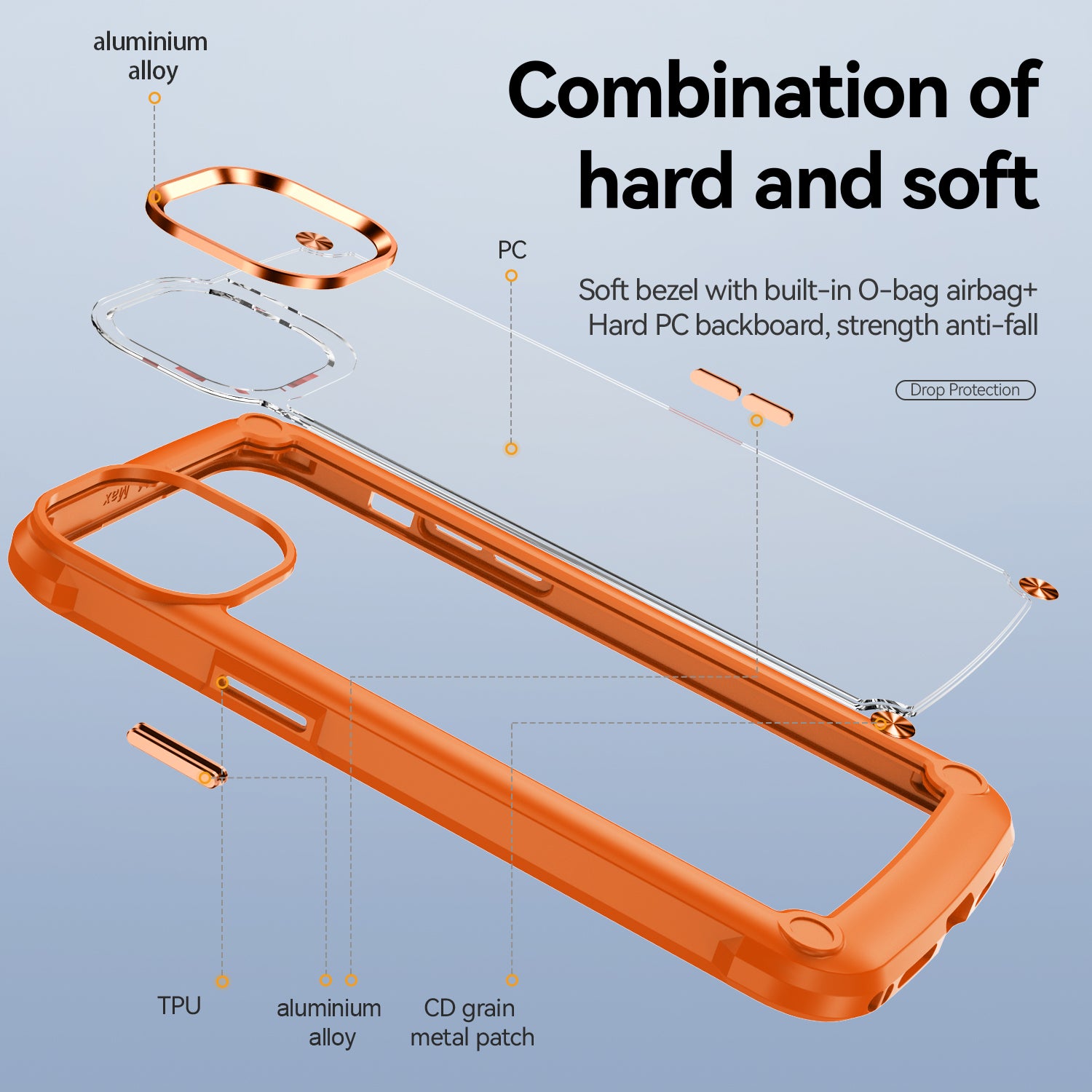 For iPhone 15 Pro Slim Case Shockproof PC TPU Phone Case Alloy Lens Frame Hybrid Phone Cover