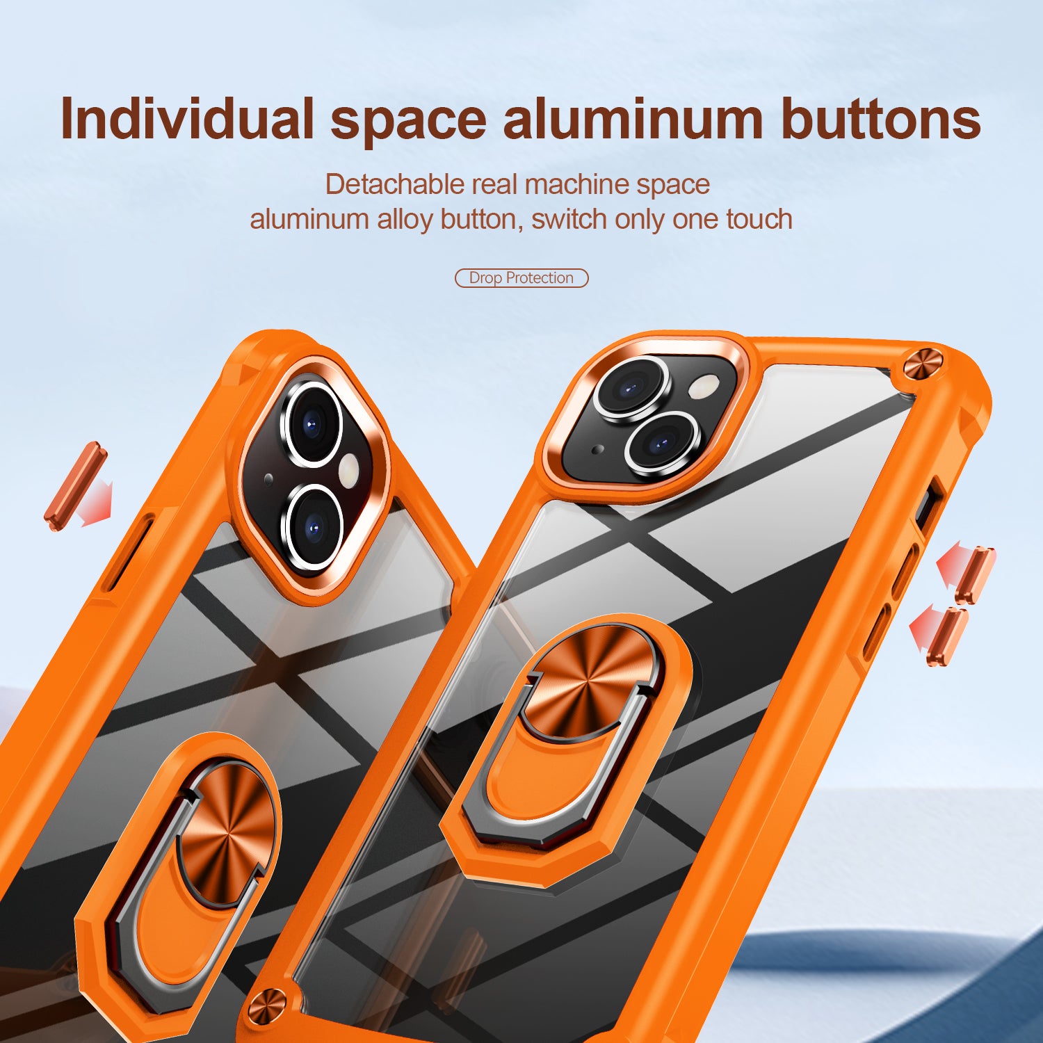 Pro iPhone 15 Plus Ring Kickstand Pouzdro na telefon Slitinový rámeček objektivu PC TPU ochranný kryt