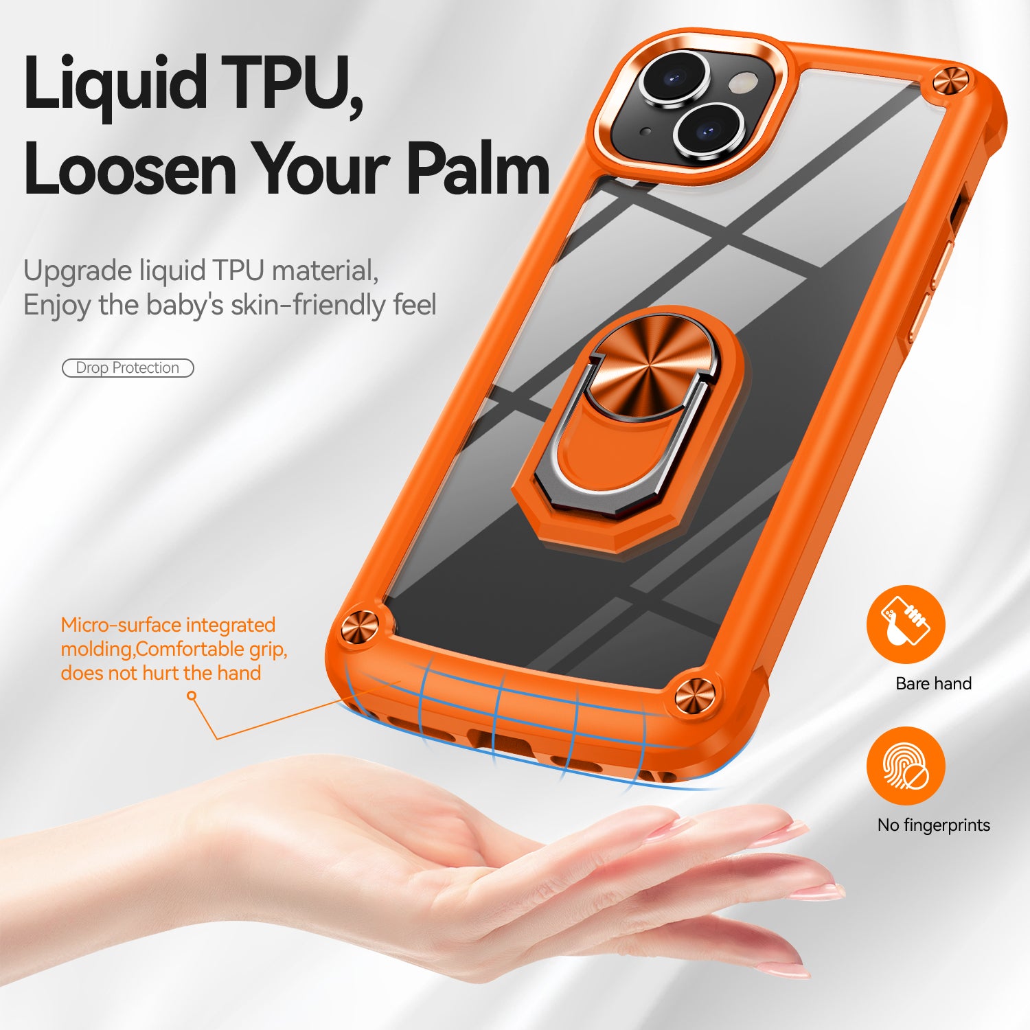 Pro iPhone 15 Plus Ring Kickstand Pouzdro na telefon Slitinový rámeček objektivu PC TPU ochranný kryt