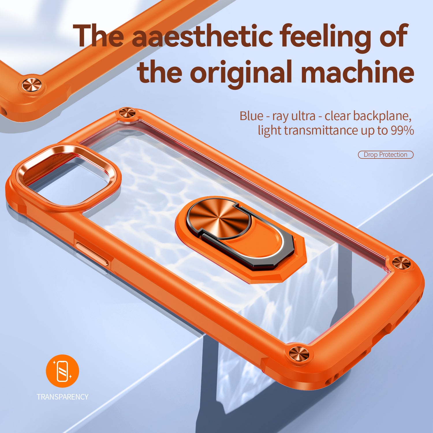 Pro iPhone 15 Plus Ring Kickstand Pouzdro na telefon Slitinový rámeček objektivu PC TPU ochranný kryt