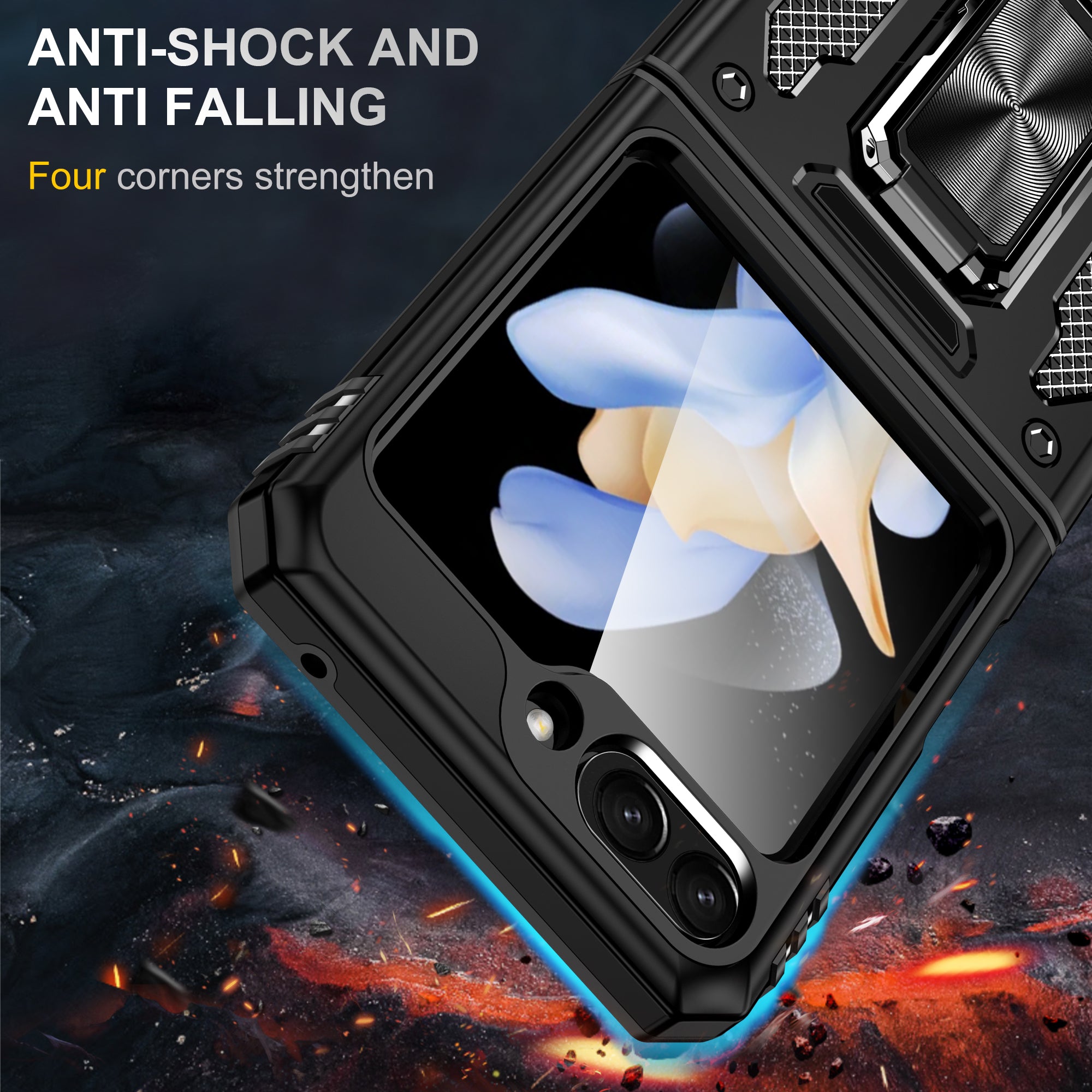 For Samsung Galaxy Z Flip5 5G Armor Series PC TPU Anti-drop Phone Case Metal Kickstand Cover