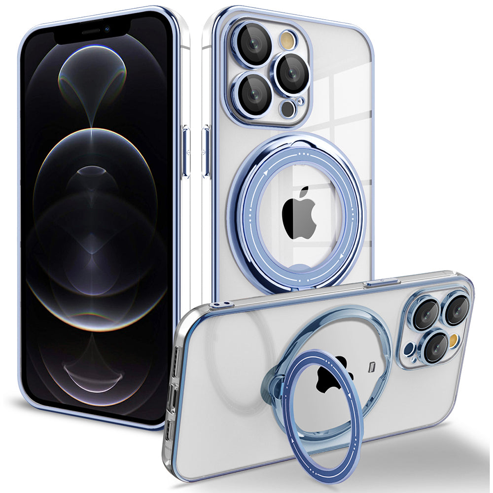 PC TPU telefoncover til iPhone 12 Pro Max drejeligt Ring Kickstand Cover Kompatibel med MagSafe