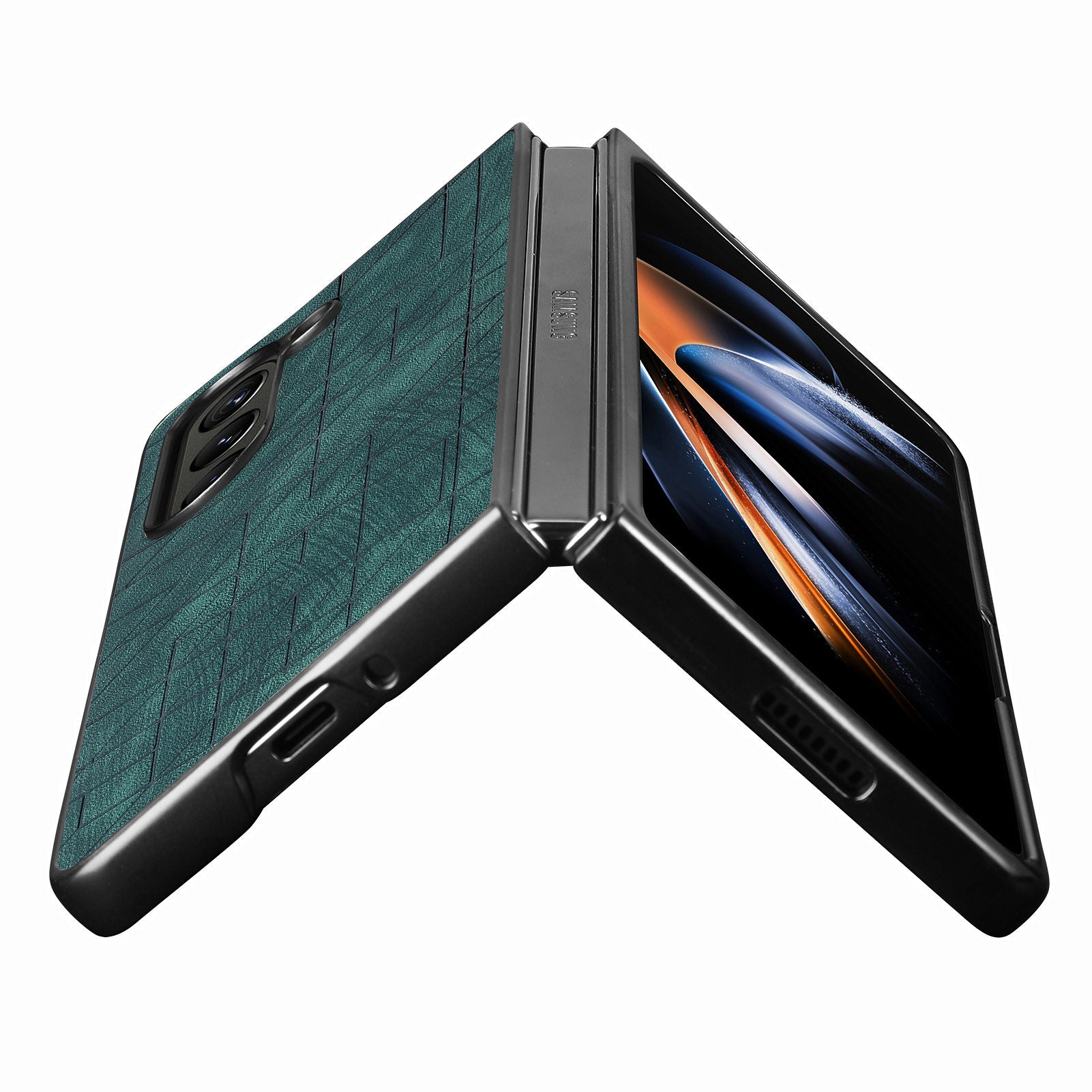 For Samsung Galaxy Z Fold5 5G PU Leather Coated PC Phone Case Geometry Imprinted Shockproof Cover