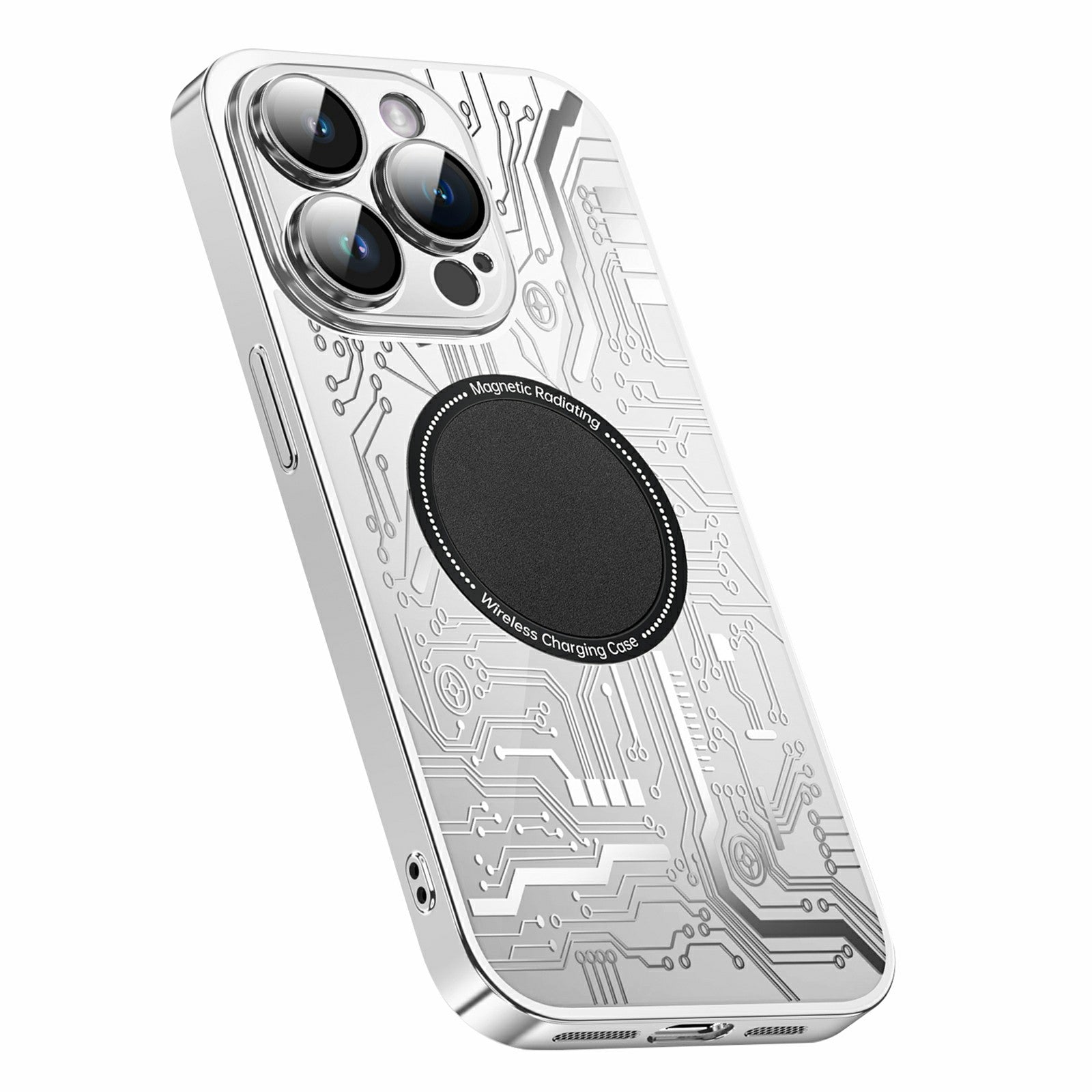 For iPhone 13 Pro Max Electroplating PC Phone Case Glass Lens Film Phone Cover Compatible with MagSafe