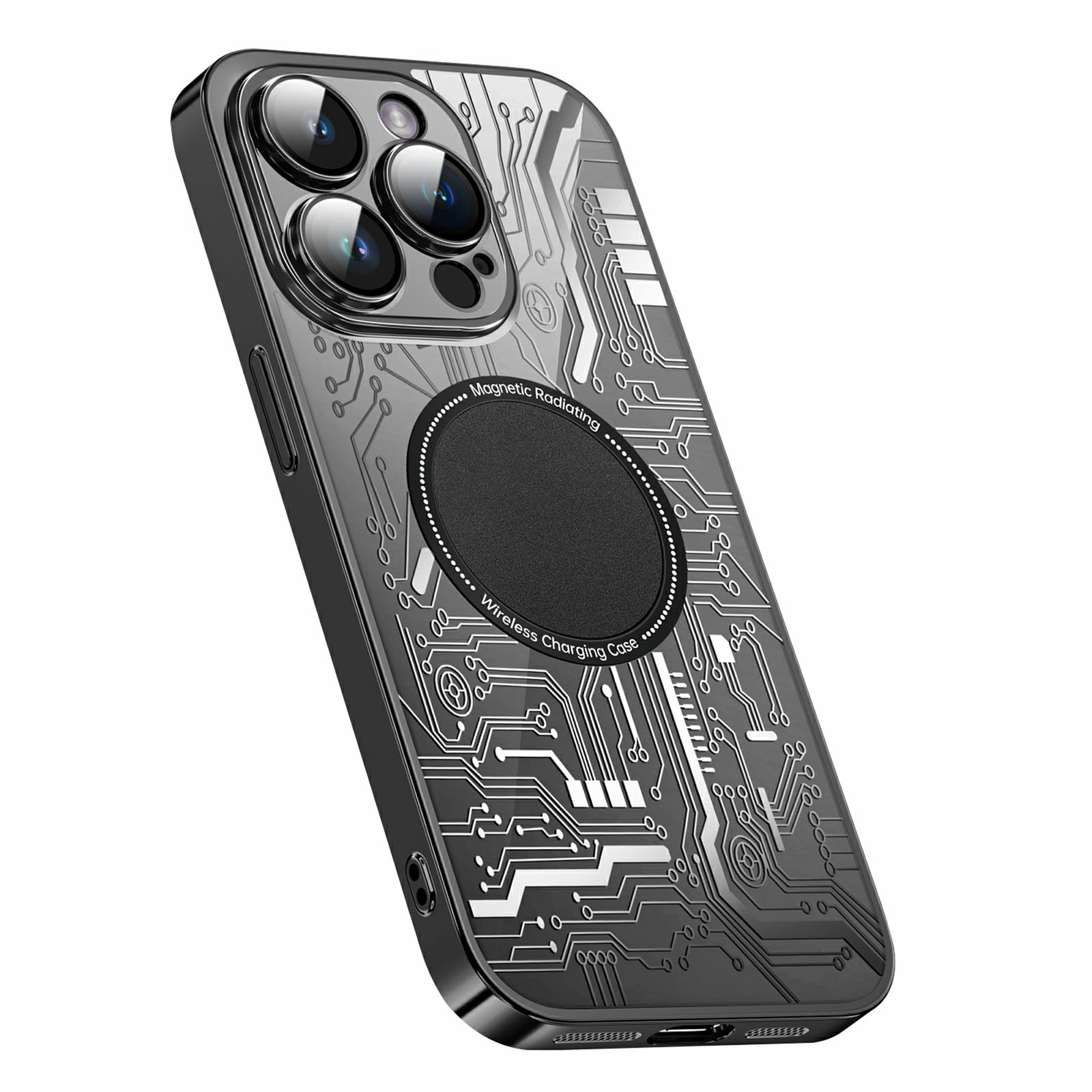 For iPhone 13 Pro Hard PC Cover Glass Lens Film Electroplating Phone Case Compatible with MagSafe