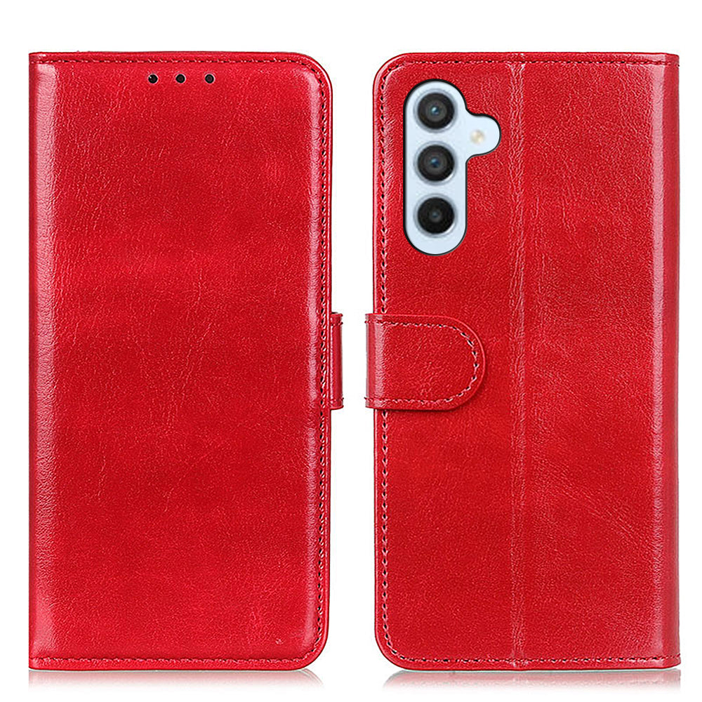 For Samsung Galaxy S23 FE Anti-Scratch Crazy Horse Texture Flip Wallet Case Stand PU Leather Phone Cover