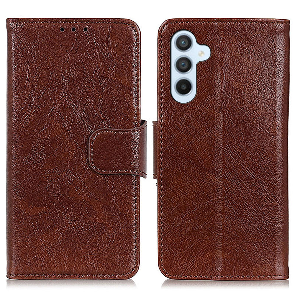 For Samsung Galaxy S23 FE Nappa Texture Split Leather Wallet Case Anti-drop Phone Cover with Stand