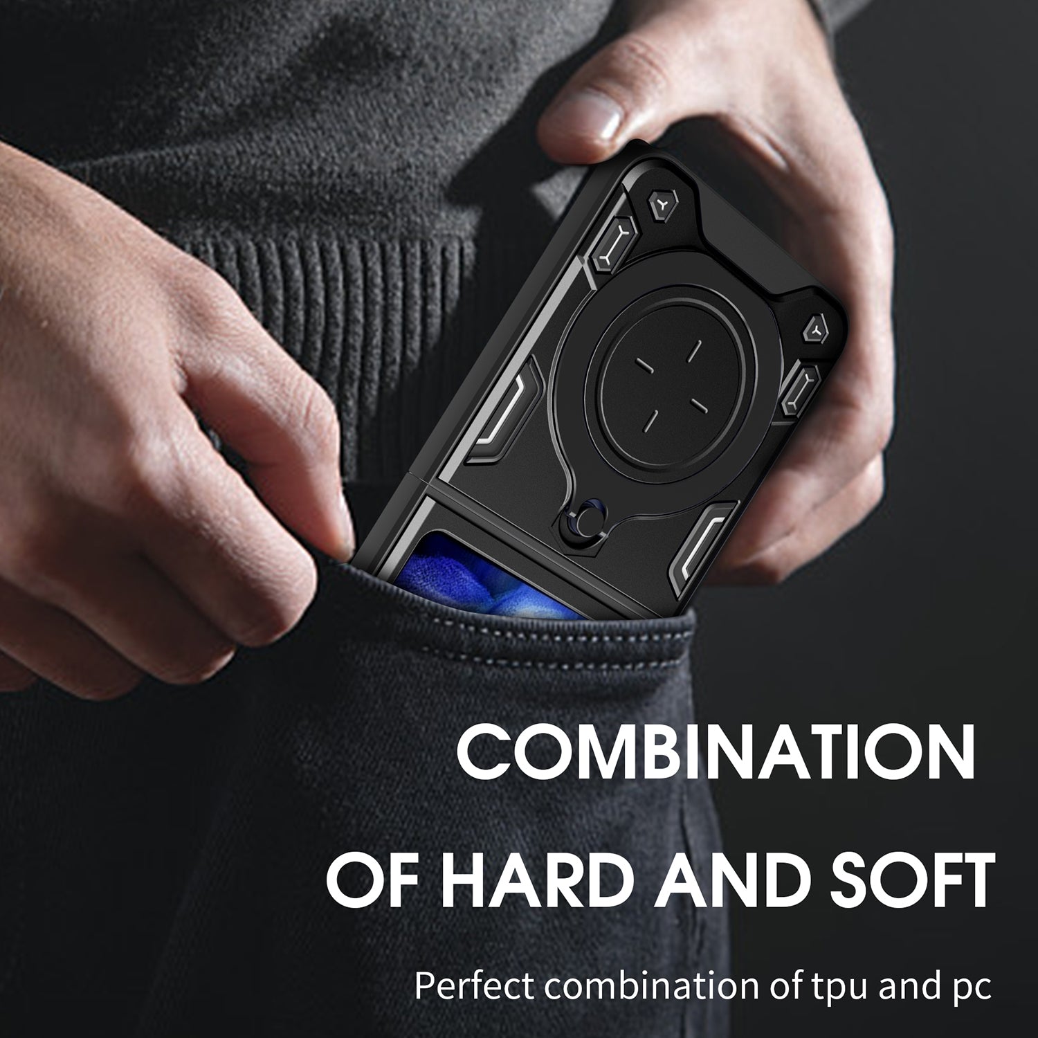 For Samsung Galaxy Z Flip5 5G PC TPU Phone Case Rotating Kickstand Protective Cover