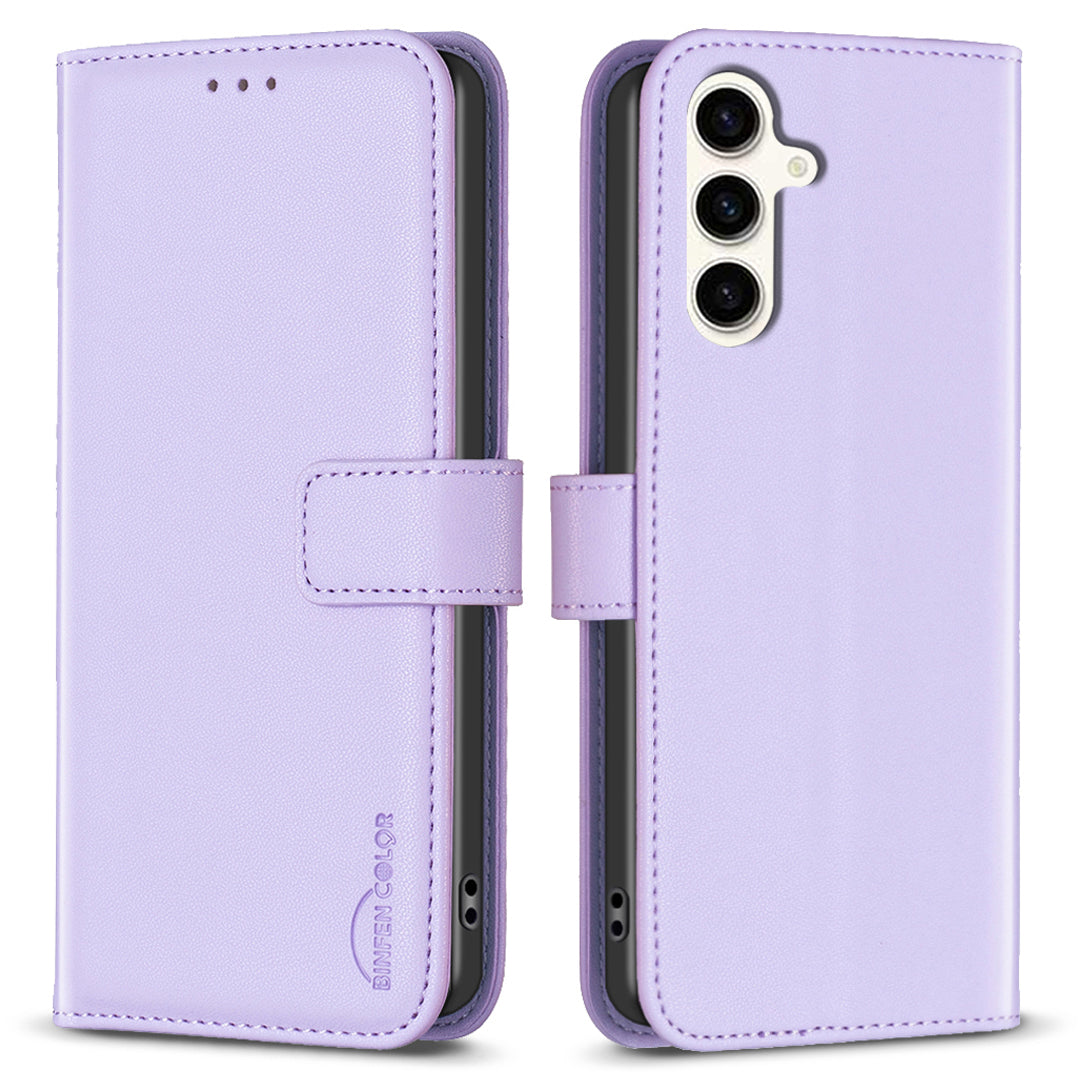 BINFEN COLOR BF17 For Samsung Galaxy S23 FE Phone Cover Drop-proof PU Leather Stand Wallet Case