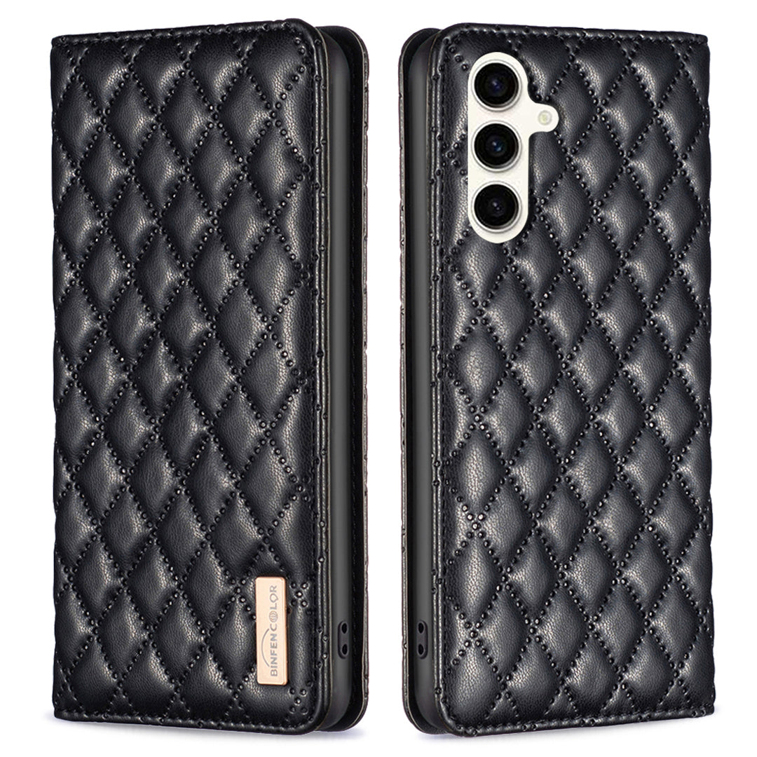 BINFEN COLOR BF Style-16 For Samsung Galaxy S23 FE PU Leather Flip Stand Case Card Holder Phone Cover