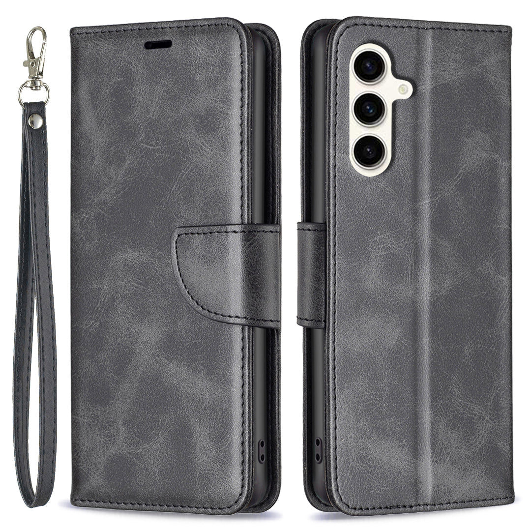 PU Leather Phone Case for Samsung Galaxy S23 FE Solid Color Wallet Stand Phone Cover