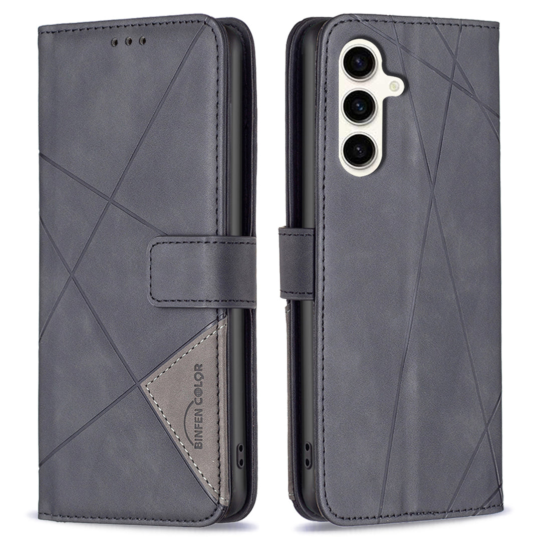BINFEN COLOR BF05 For Samsung Galaxy S23 FE Imprinted Stand Phone Case PU Leather Wallet Cover