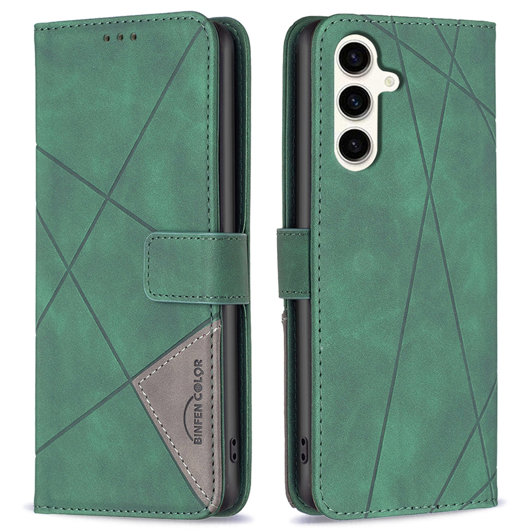 BINFEN COLOR BF05 For Samsung Galaxy S23 FE Imprinted Stand Phone Case PU Leather Wallet Cover