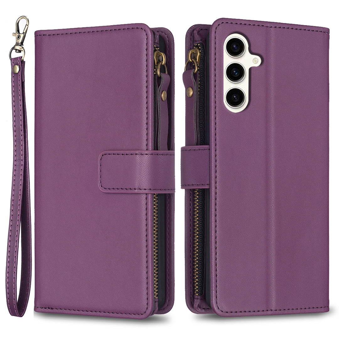 BF Style-19 For Samsung Galaxy S23 FE Zipper Pocket Wallet Stand Phone Case PU Leather Shockproof Cover