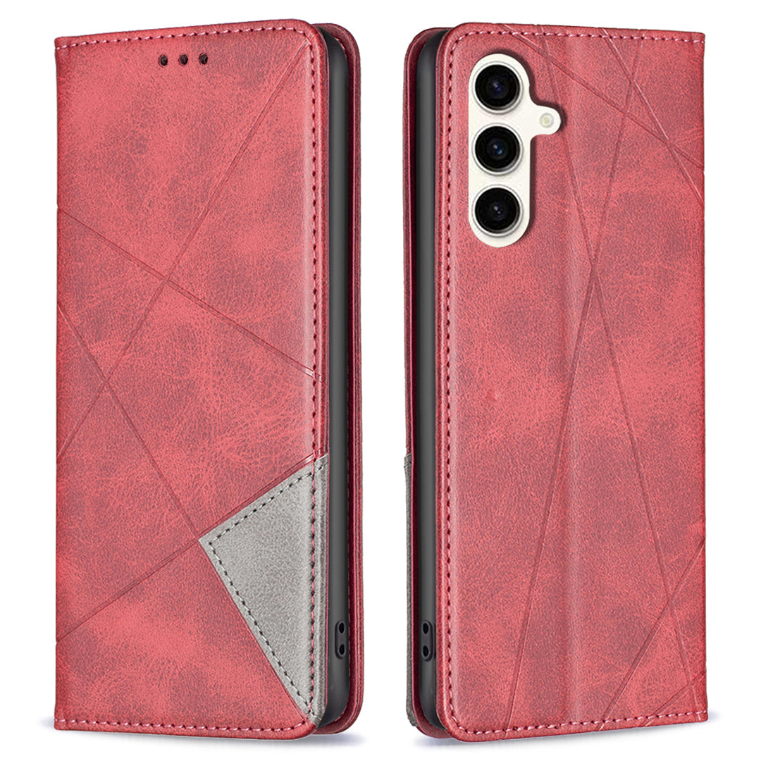 For Samsung Galaxy S23 FE Imprinted Line Cell Phone Case Card Holder Leather Stand Cover