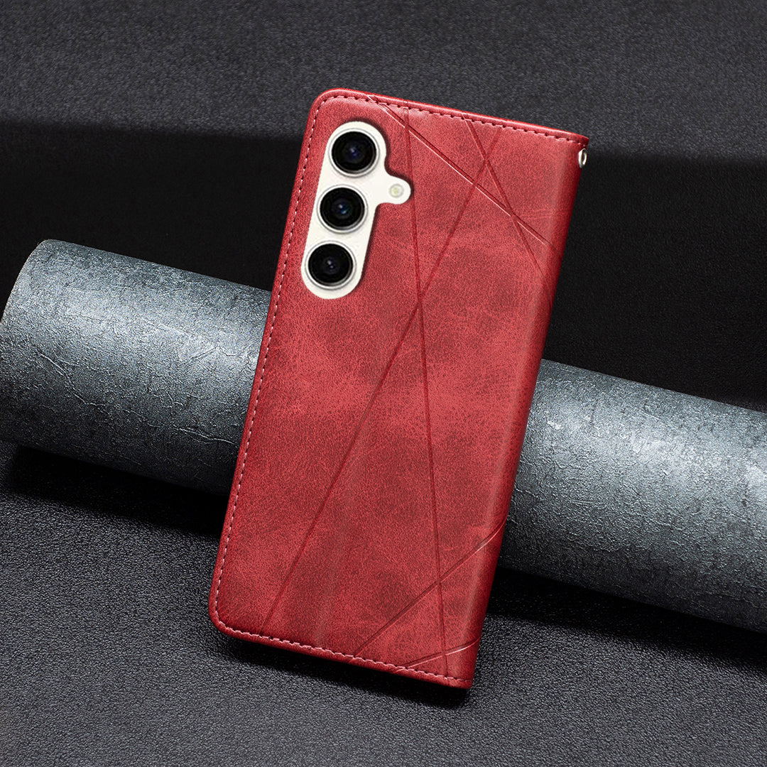 For Samsung Galaxy S23 FE Imprinted Line Cell Phone Case Card Holder Leather Stand Cover