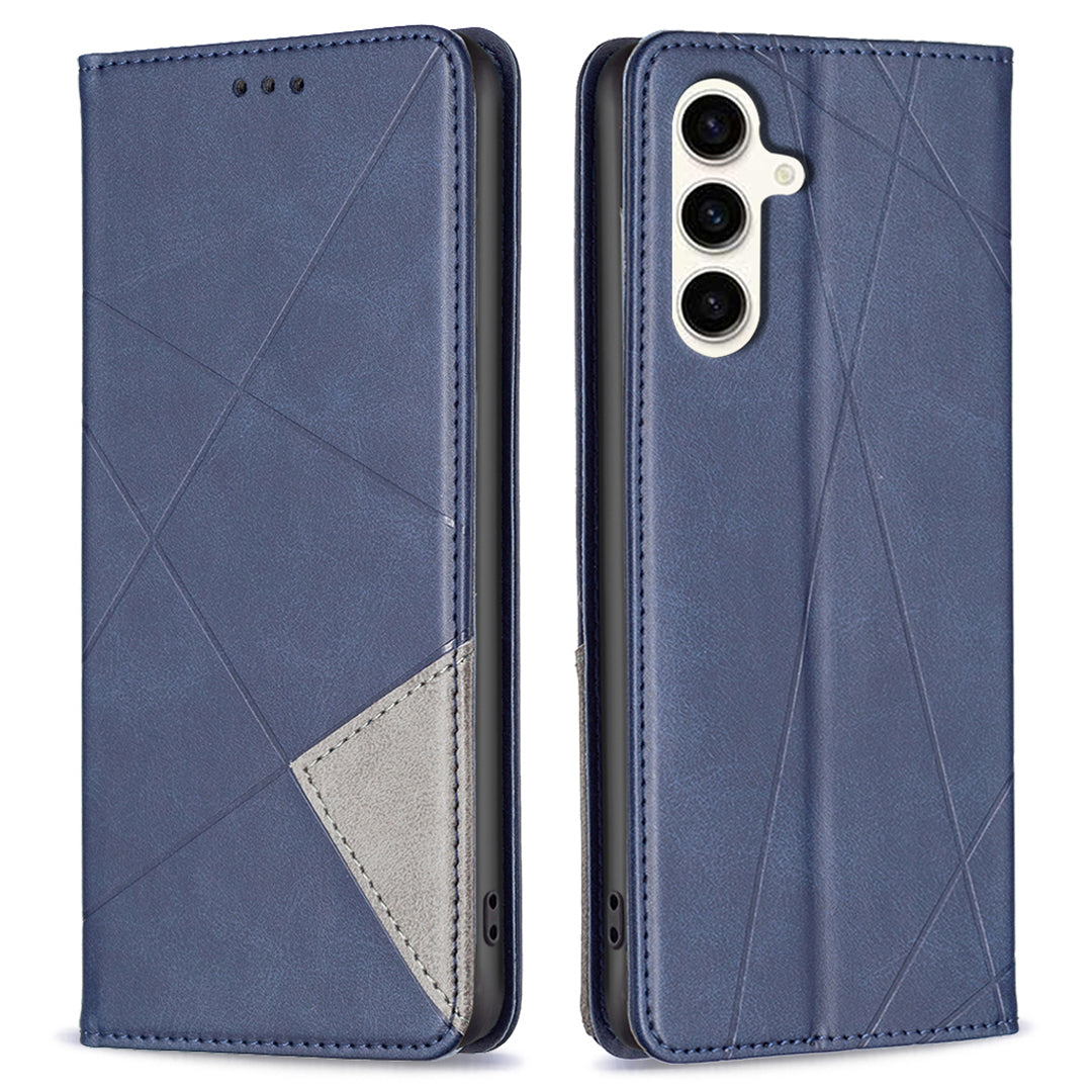 For Samsung Galaxy S23 FE Imprinted Line Cell Phone Case Card Holder Leather Stand Cover