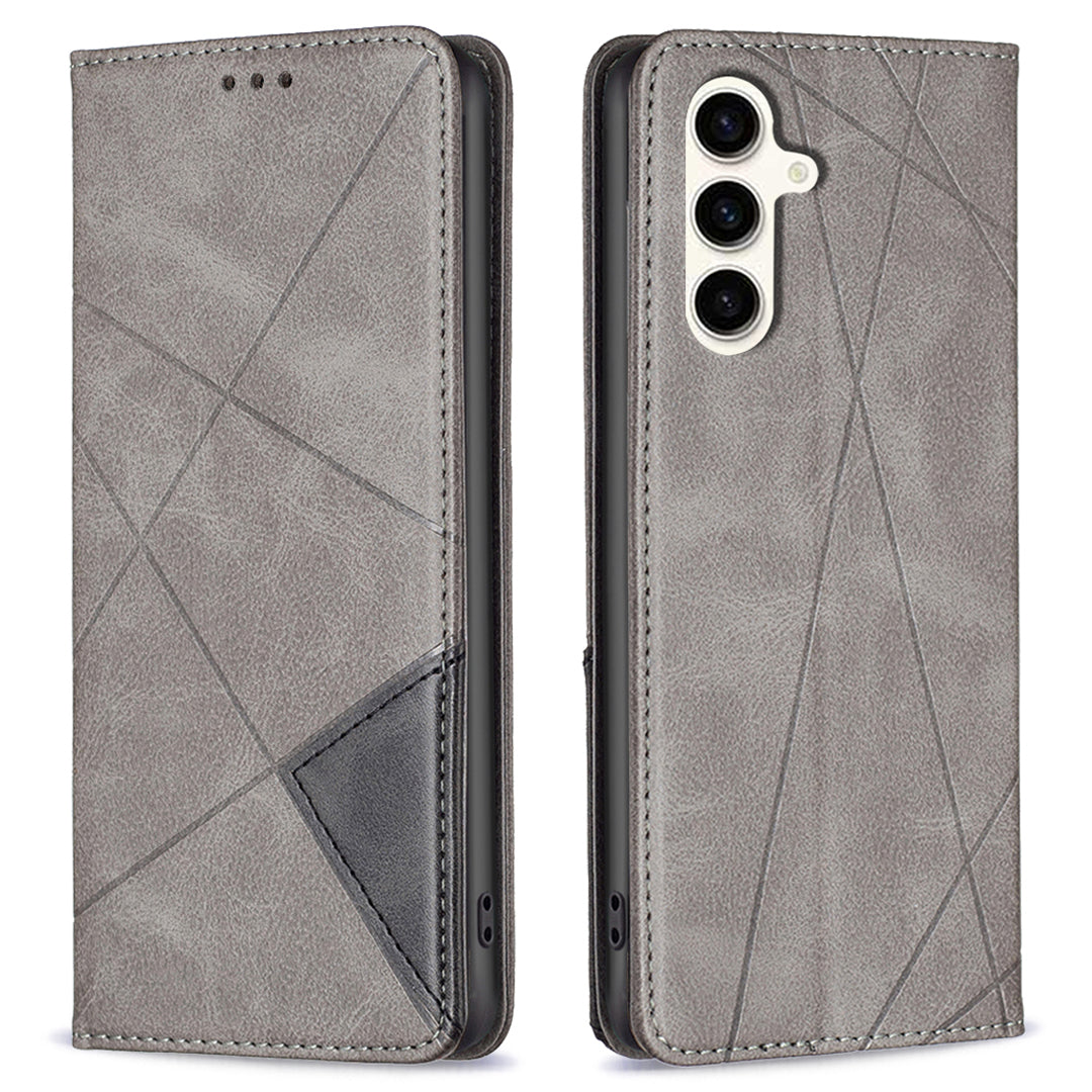 For Samsung Galaxy S23 FE Imprinted Line Cell Phone Case Card Holder Leather Stand Cover