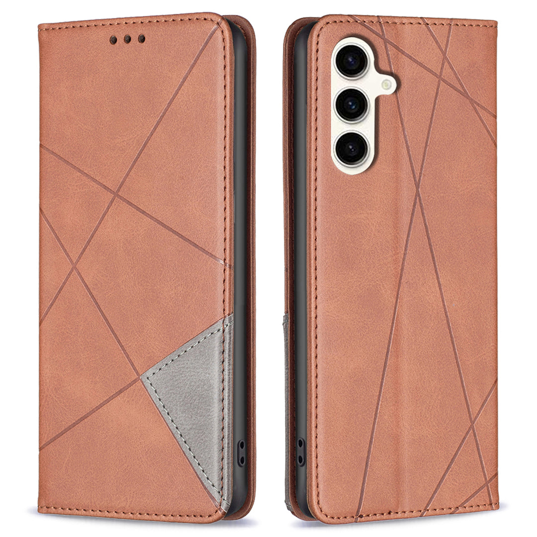 For Samsung Galaxy S23 FE Imprinted Line Cell Phone Case Card Holder Leather Stand Cover