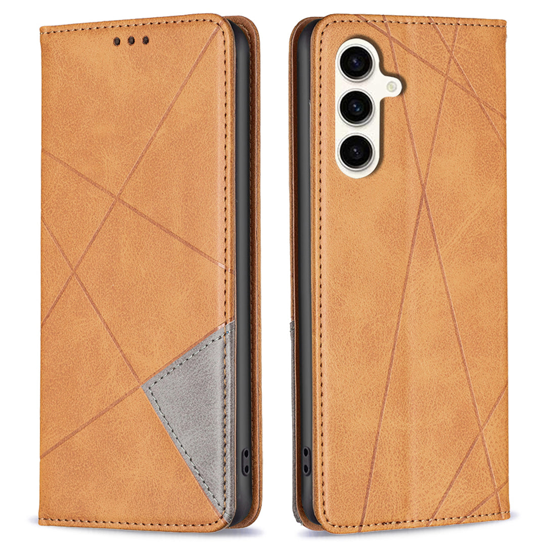 For Samsung Galaxy S23 FE Imprinted Line Cell Phone Case Card Holder Leather Stand Cover