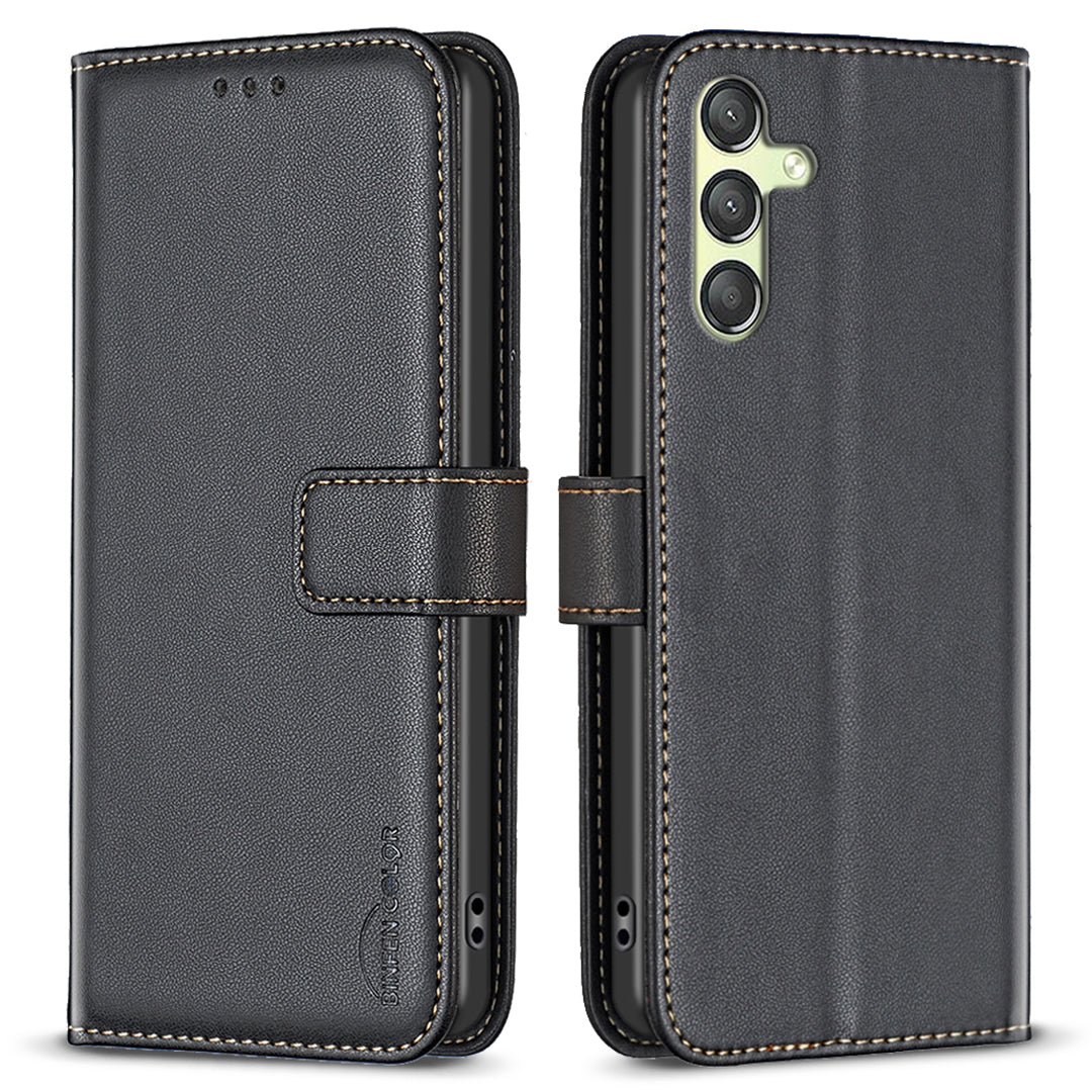 BINFEN COLOR BF17 For Samsung Galaxy A25 5G Stand Leather Case Full Protection Wallet Phone Cover