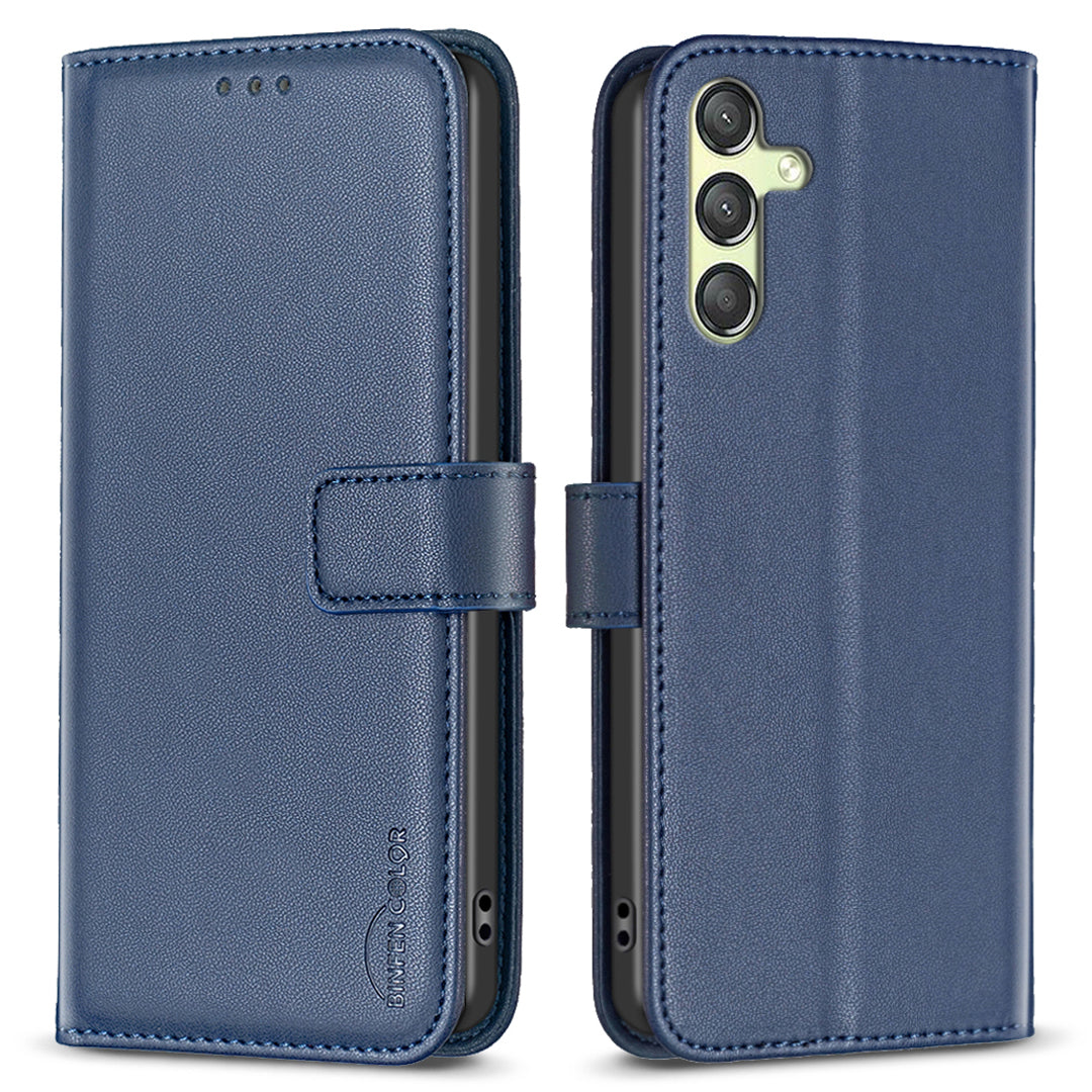 BINFEN COLOR BF17 For Samsung Galaxy A25 5G Stand Leather Case Full Protection Wallet Phone Cover