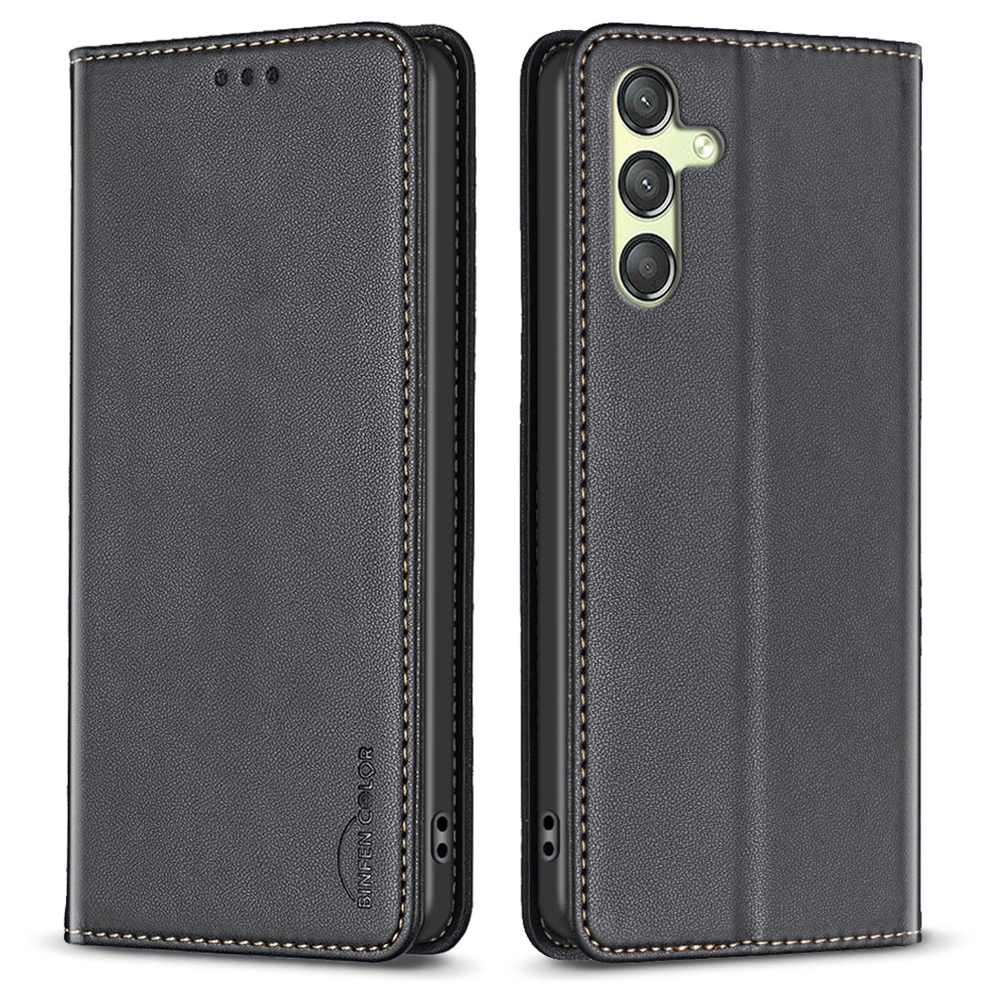 BINFEN COLOR BF18 Phone Cover for Samsung Galaxy A25 5G Card Holder PU Leather Phone Stand Case