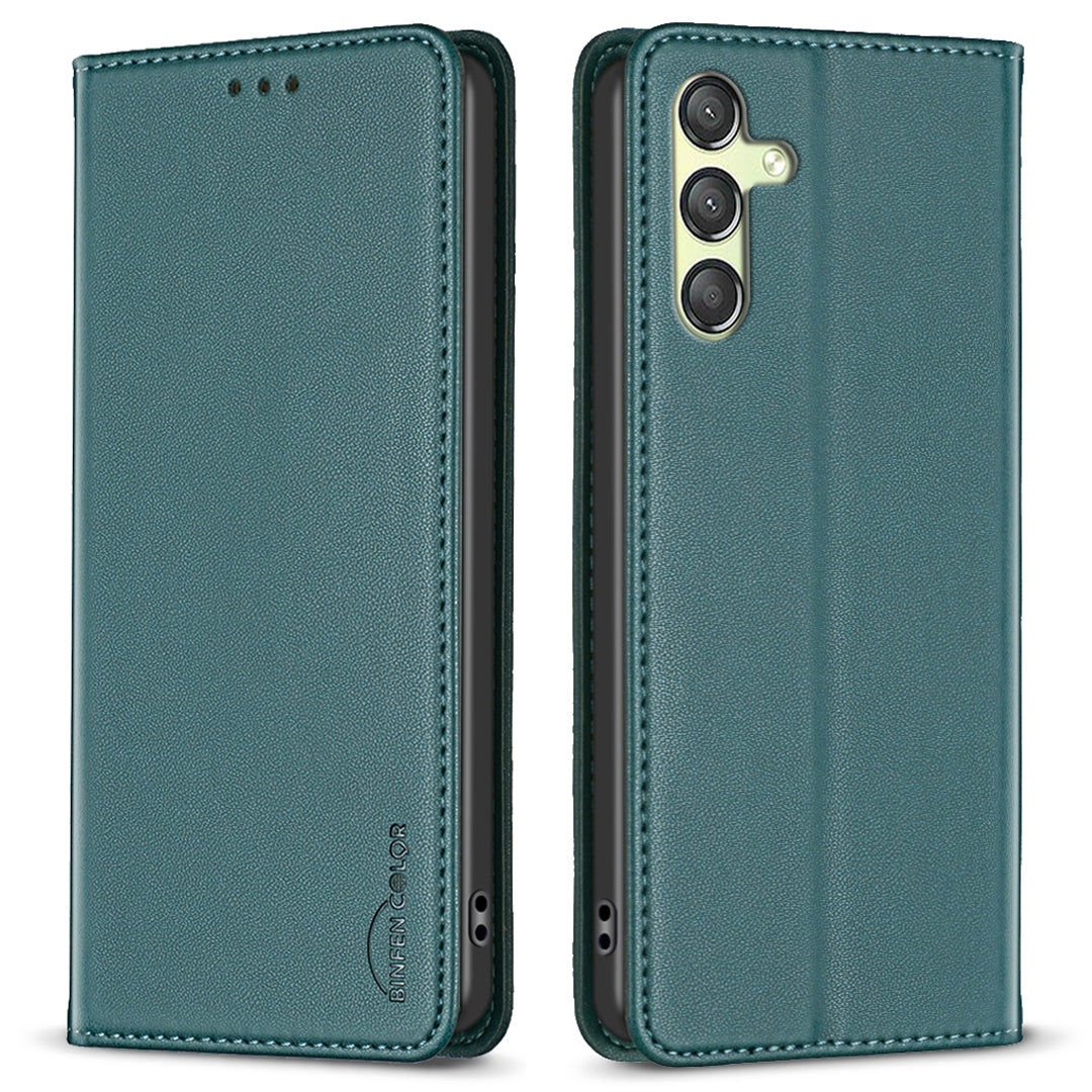 BINFEN COLOR BF18 Phone Cover for Samsung Galaxy A25 5G Card Holder PU Leather Phone Stand Case
