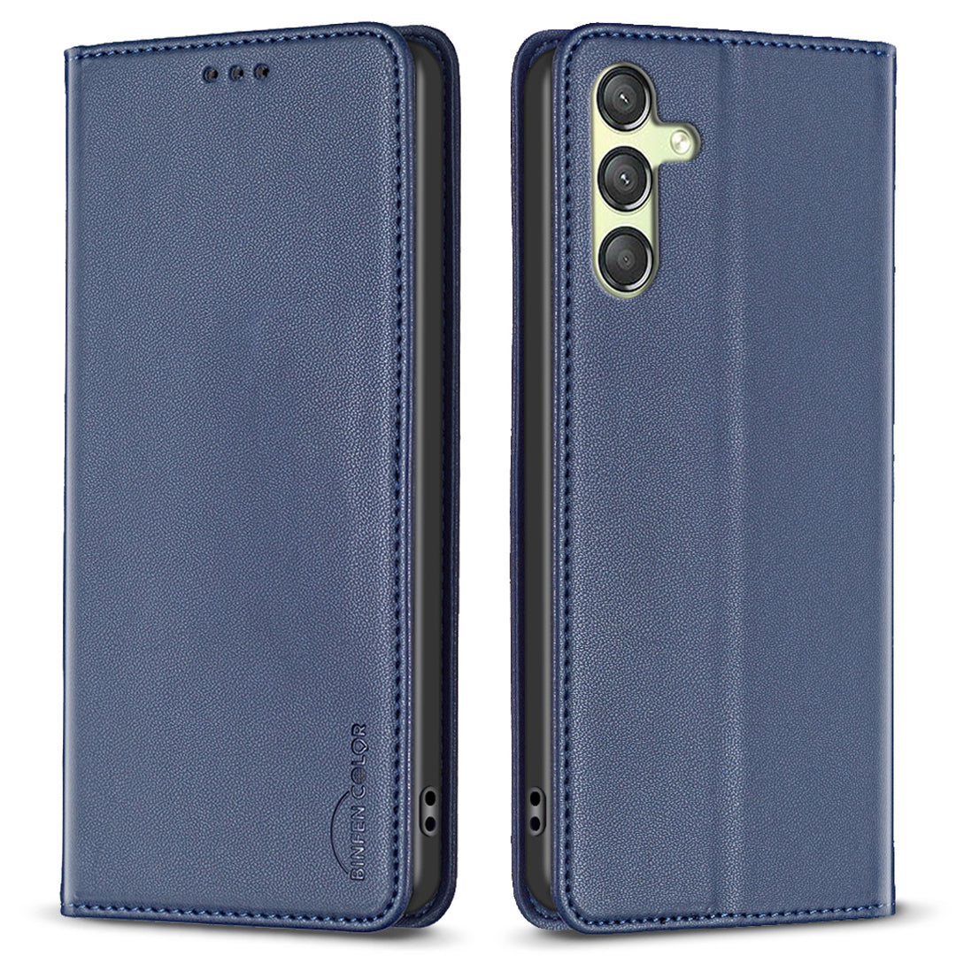 BINFEN COLOR BF18 Phone Cover for Samsung Galaxy A25 5G Card Holder PU Leather Phone Stand Case