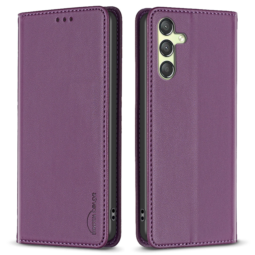 BINFEN COLOR BF18 Phone Cover for Samsung Galaxy A25 5G Card Holder PU Leather Phone Stand Case