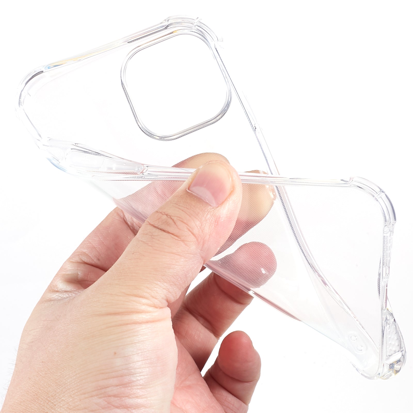 For iPhone 15 Mobile Phone Cover Shock Absorption Corners Sound Conversion Hole Clear Cell Phone Case