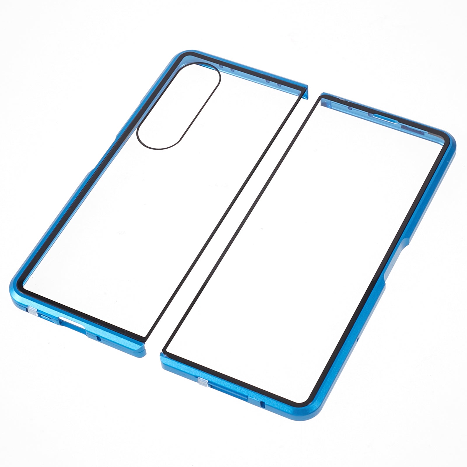 Til Samsung Galaxy Z Fold4 5G telefoncover Magnetisk adsorption Metalramme Hærdet glas klart telefoncover