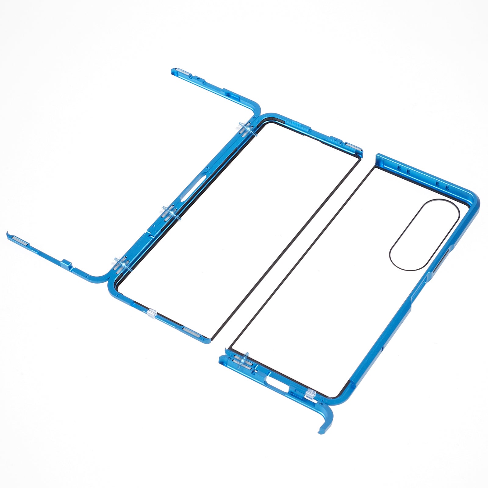 Til Samsung Galaxy Z Fold4 5G telefoncover Magnetisk adsorption Metalramme Hærdet glas klart telefoncover