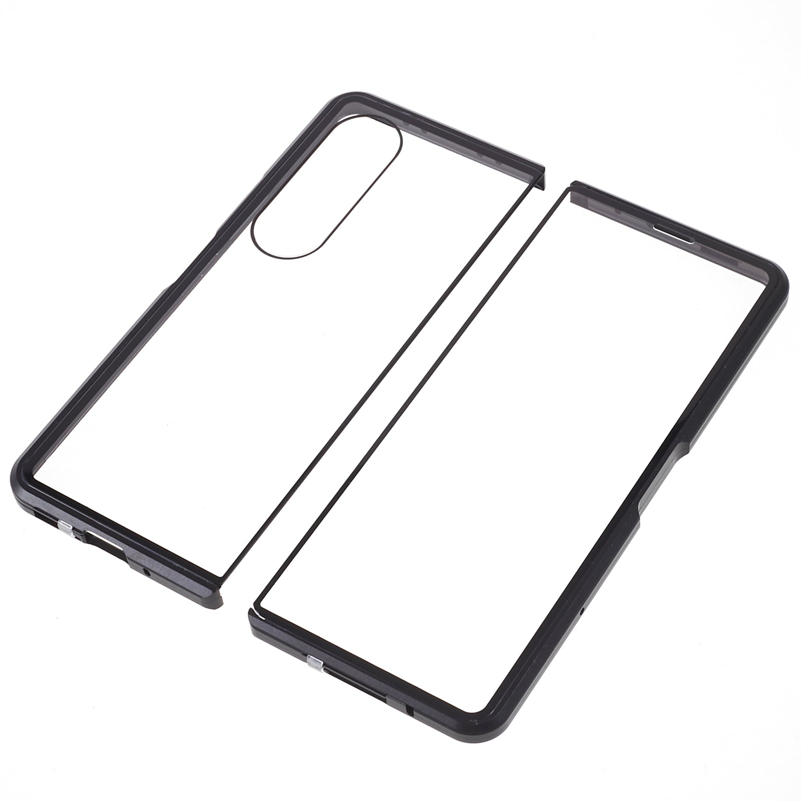 For Samsung Galaxy Z Fold4 5G Phone Case Magnetic Adsorption Metal Frame Tempered Glass Clear Phone Cover