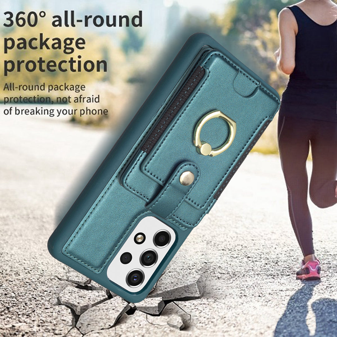 BF27 Card Holder Case for Samsung Galaxy A53 5G PU Leather Coated TPU Kickstand Phone Cover