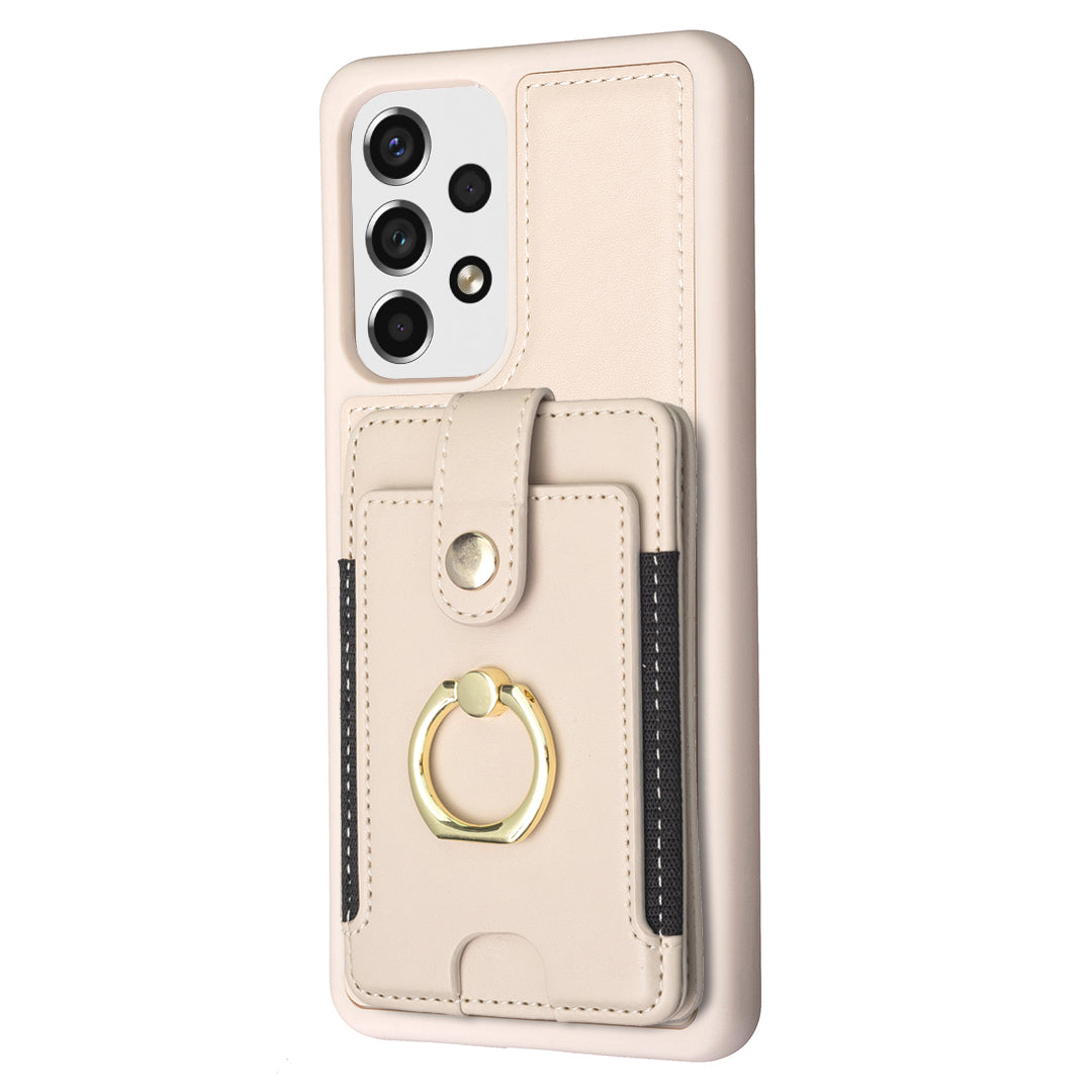 BF27 Card Holder Case for Samsung Galaxy A53 5G PU Leather Coated TPU Kickstand Phone Cover
