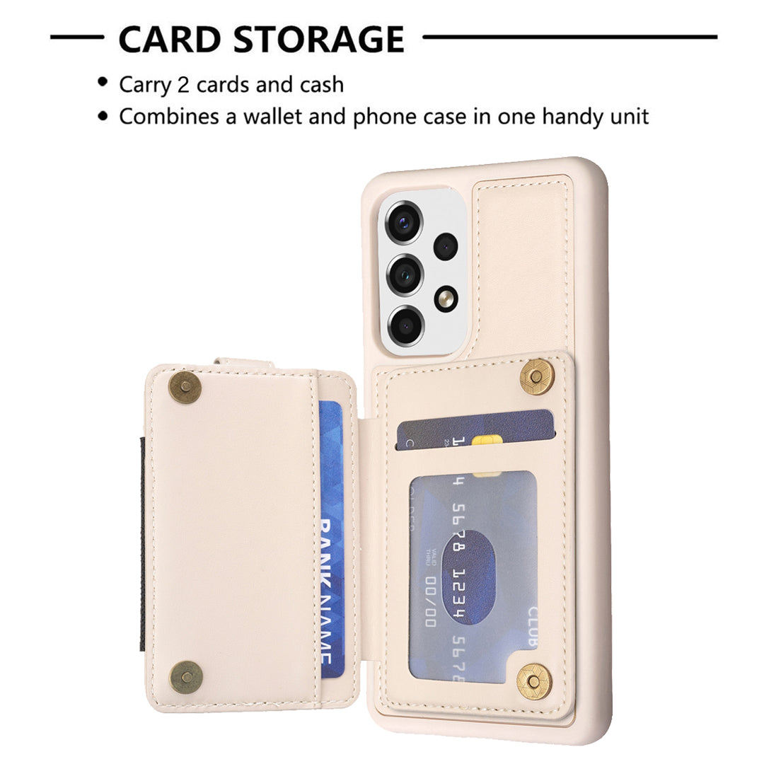 BF27 Card Holder Case for Samsung Galaxy A53 5G PU Leather Coated TPU Kickstand Phone Cover