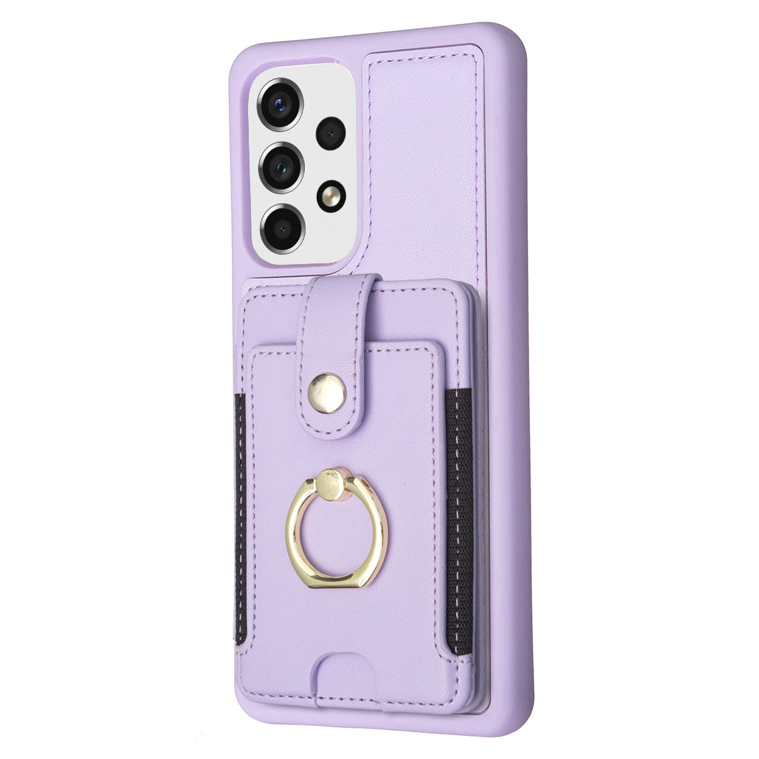 BF27 Card Holder Case for Samsung Galaxy A53 5G PU Leather Coated TPU Kickstand Phone Cover