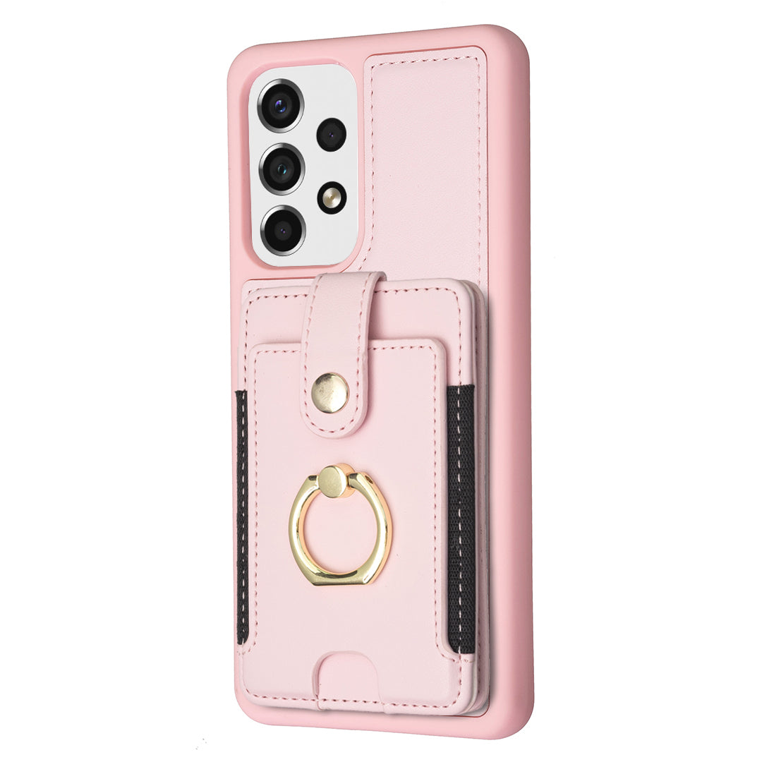 BF27 Card Holder Case for Samsung Galaxy A53 5G PU Leather Coated TPU Kickstand Phone Cover