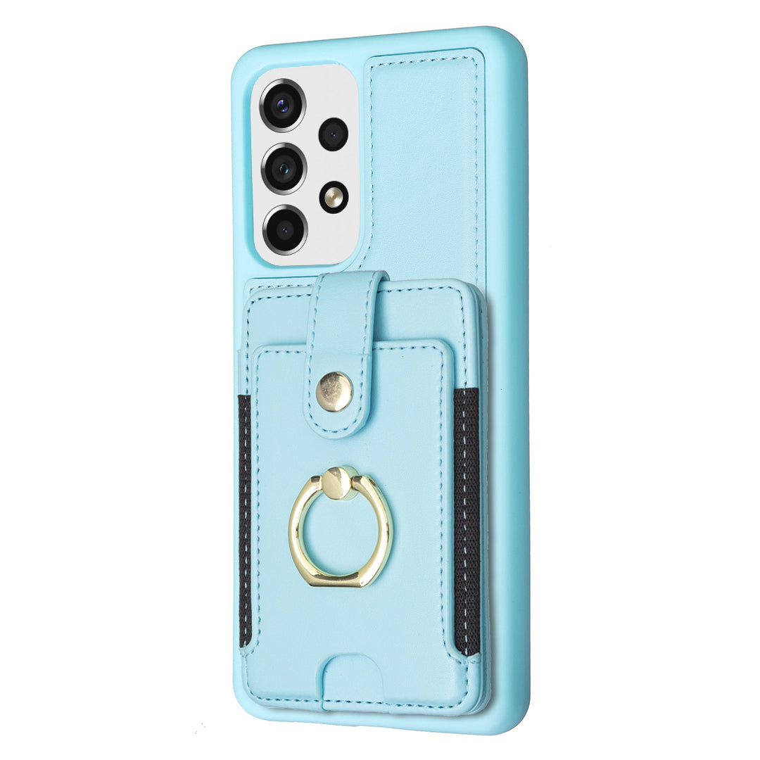 BF27 Card Holder Case for Samsung Galaxy A53 5G PU Leather Coated TPU Kickstand Phone Cover